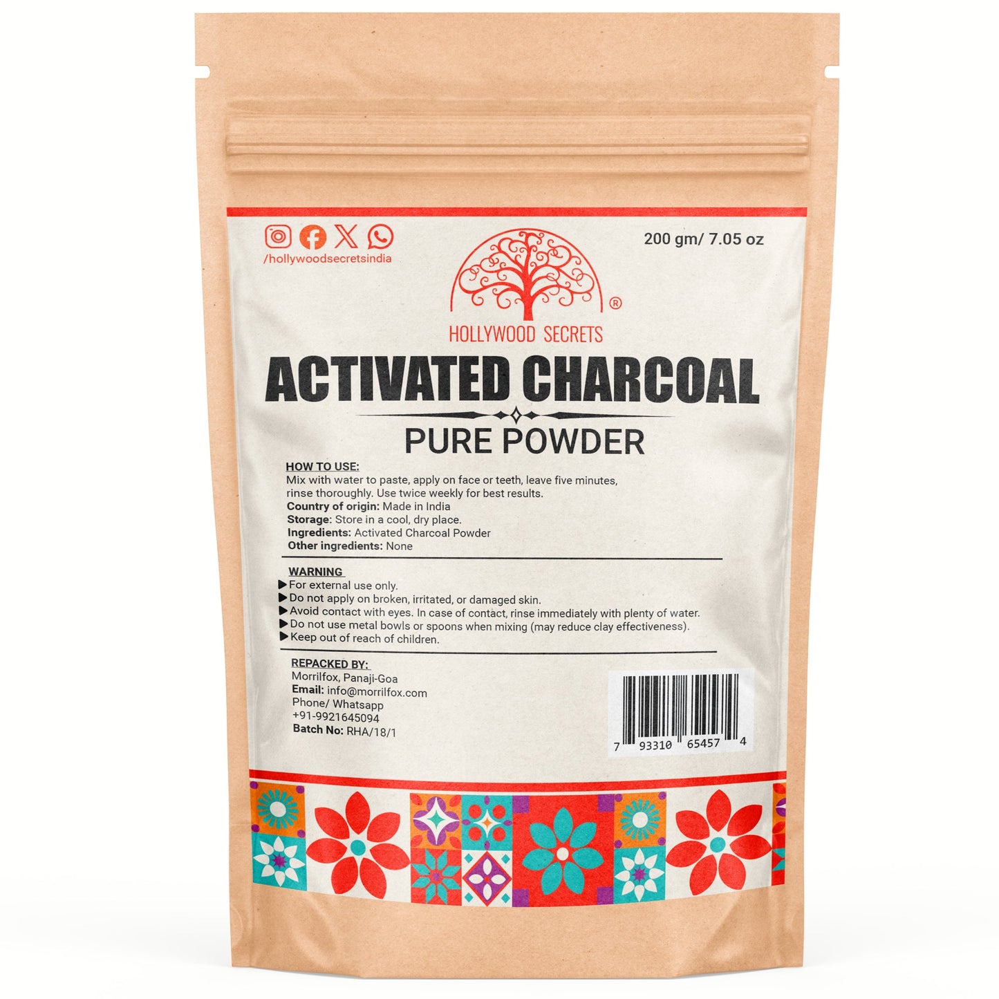 Activated Charcoal Powder 100gm Hollywood Secrets