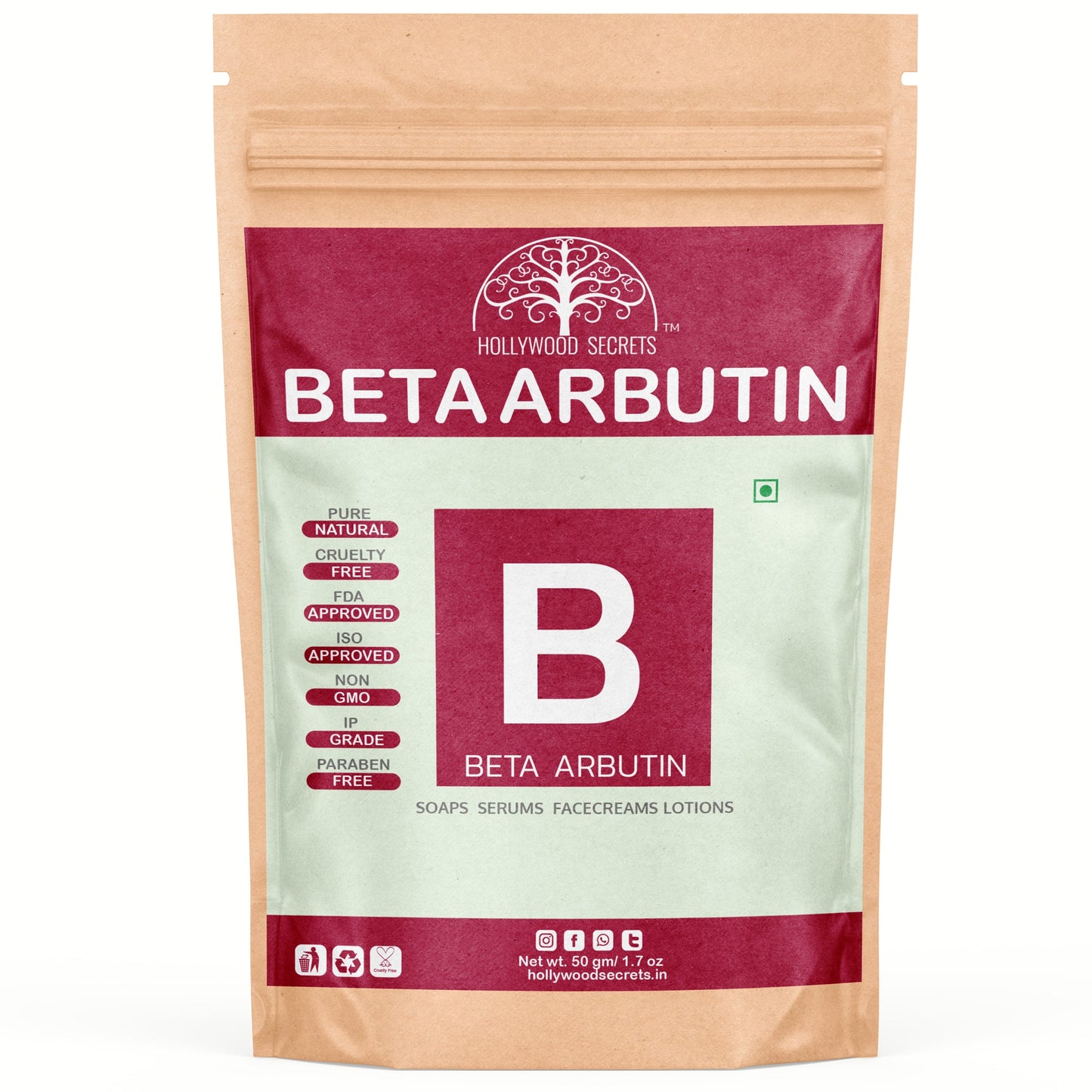 Pure Beta Arbutin Powder 50gm Hollywood Secrets