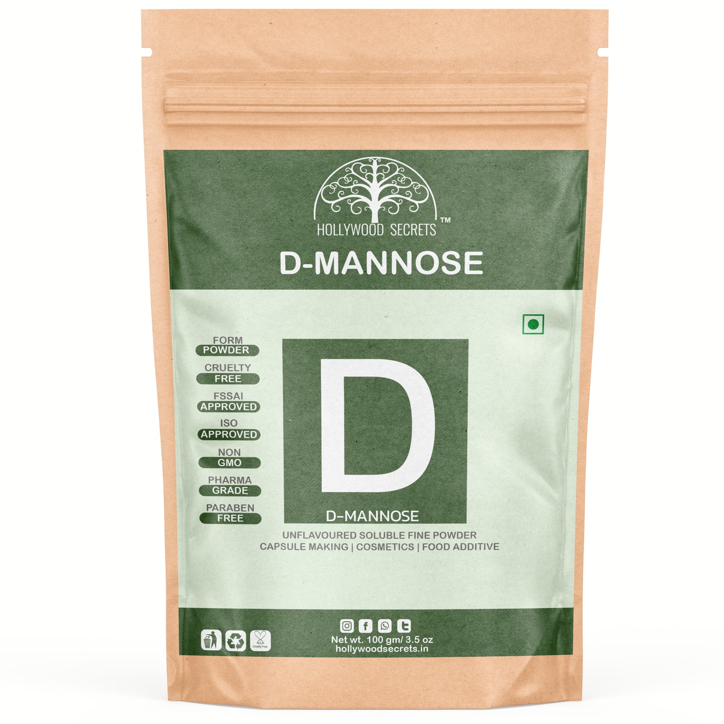 D-Mannose Pure Powder 100 gm Hollywood Secrets