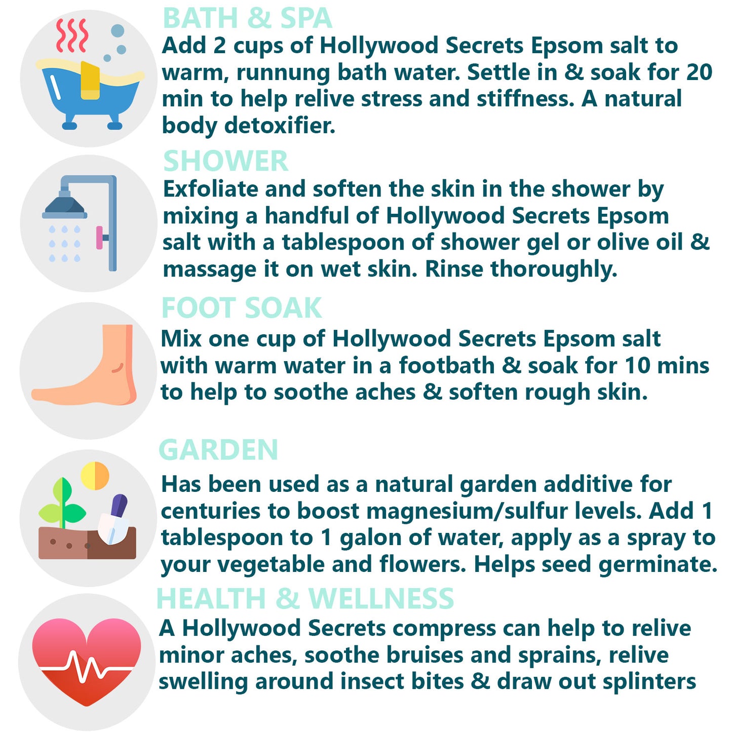 Pure Epsom Salt Magnesium Sulfate 500 gm Hollywood Secrets