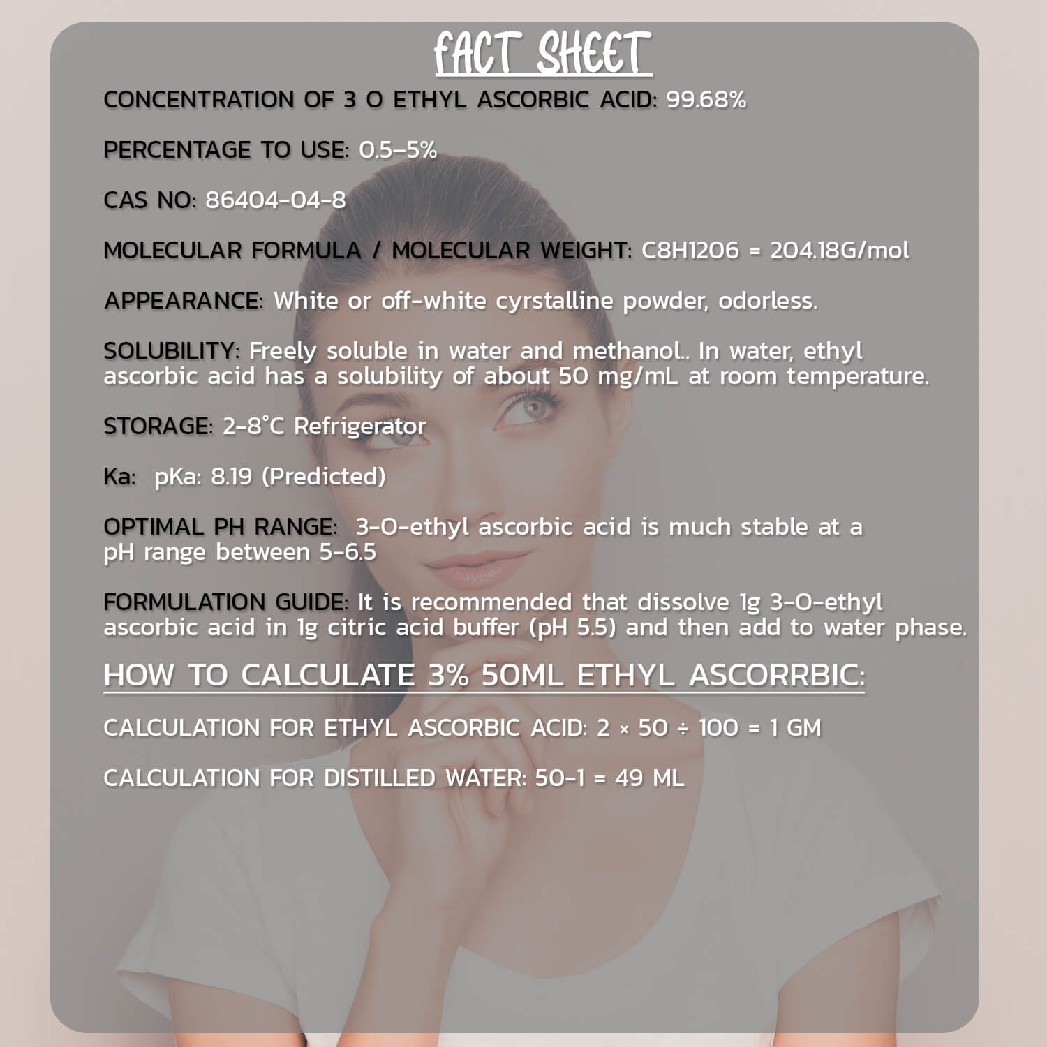Vitamin C Ethyl L-Ascorbic Acid Powder 50 gm Hollywood Secrets