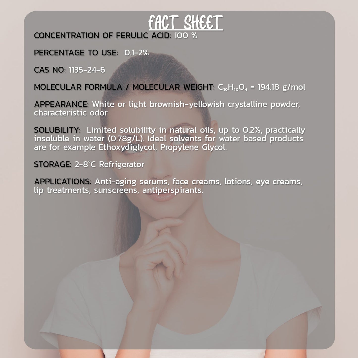 Ferulic Acid Powder 50 gm Hollywood Secrets