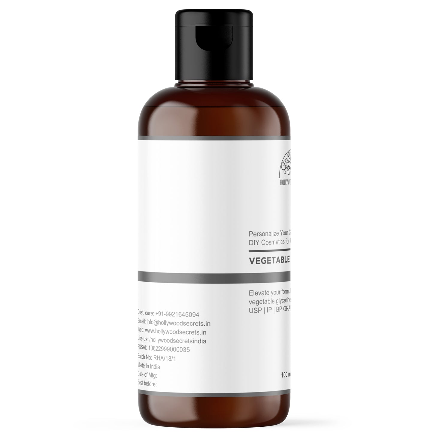 Pure Glycerin Vegetable Liquid 500 ml Hollywood Secrets