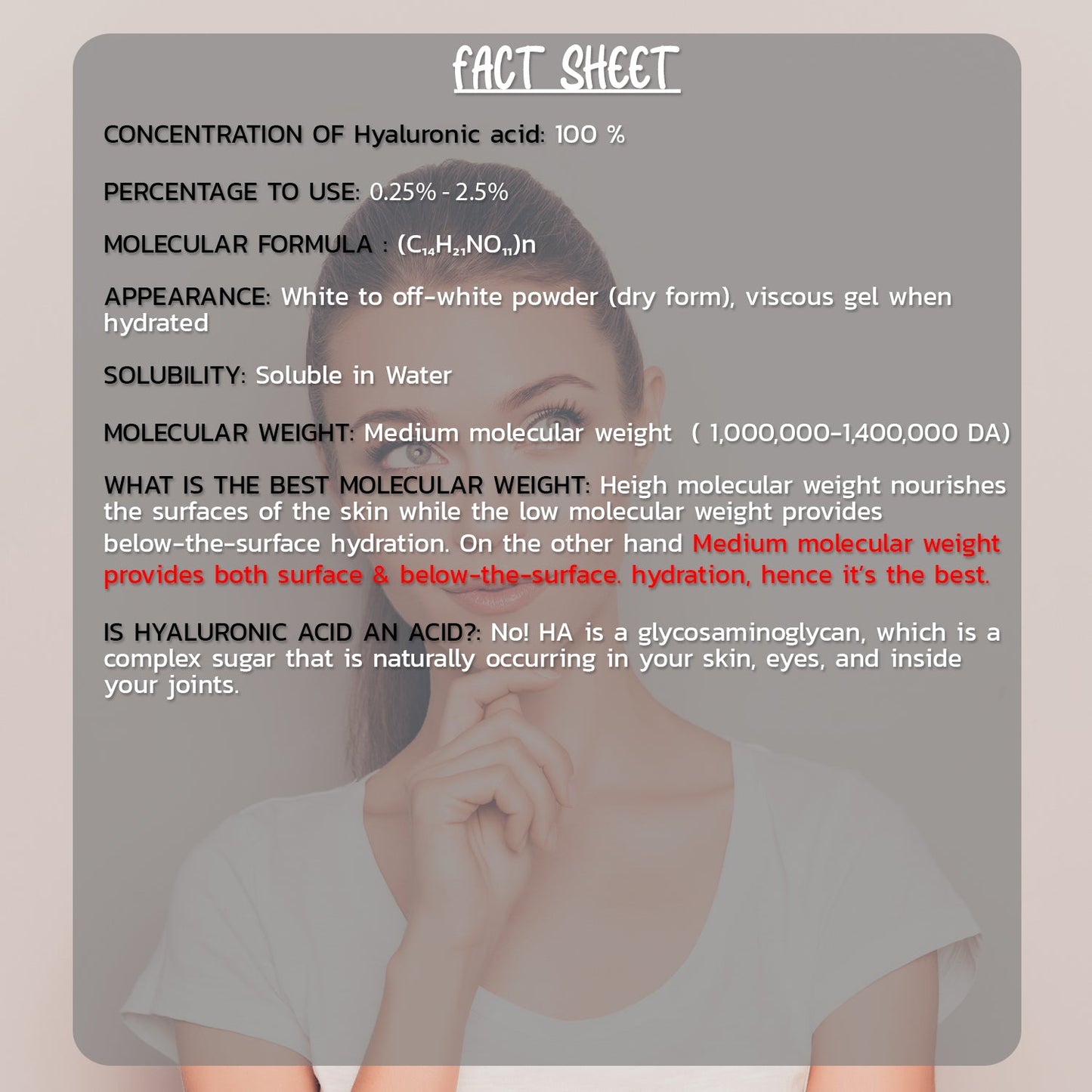 Pure Hyaluronic Acid Powder 50gm Hollywood Secrets