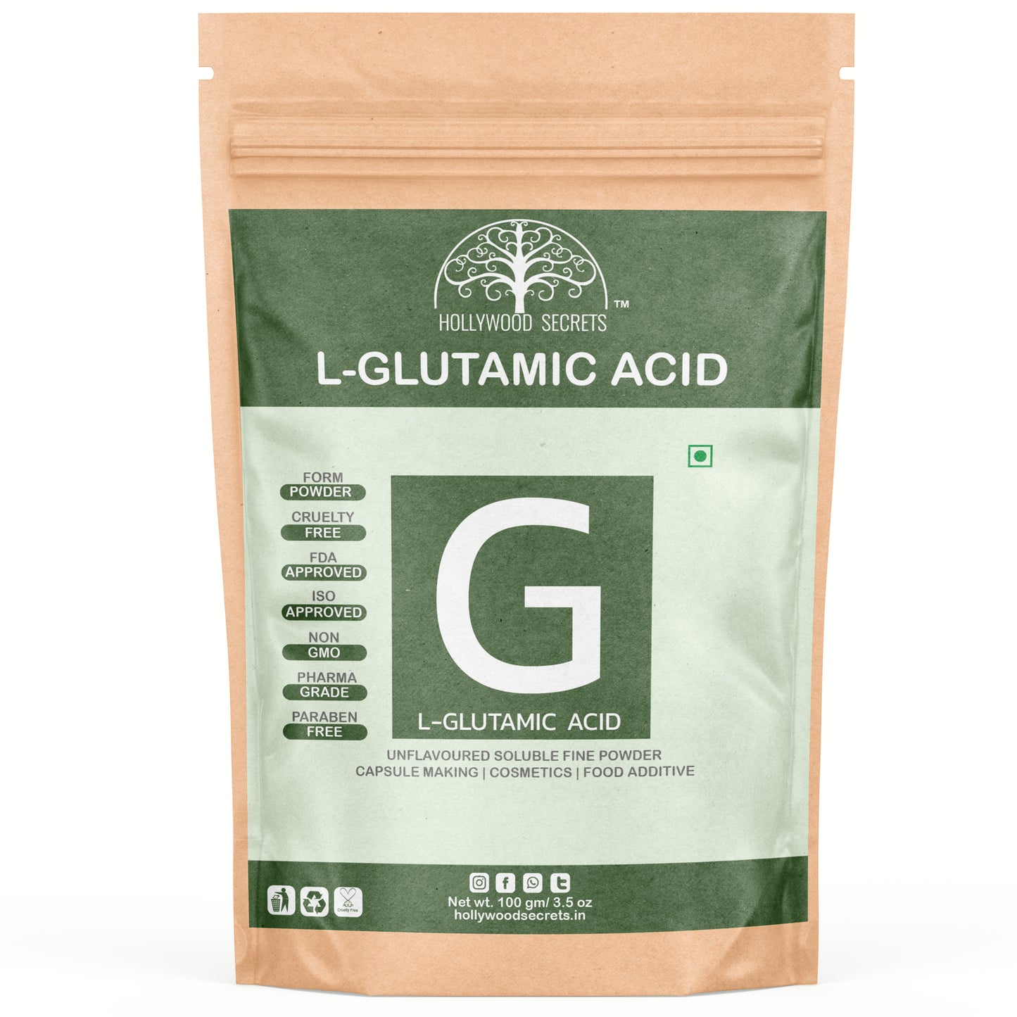Hollywood Secrets Pure Best Organic Natural Buy now Shop sale Online Price bulk Manufacturer Wholesaler reviews ratings specifications Free Shipping Cash on delivery India supplement Powder L-Glutamic Amino Acid