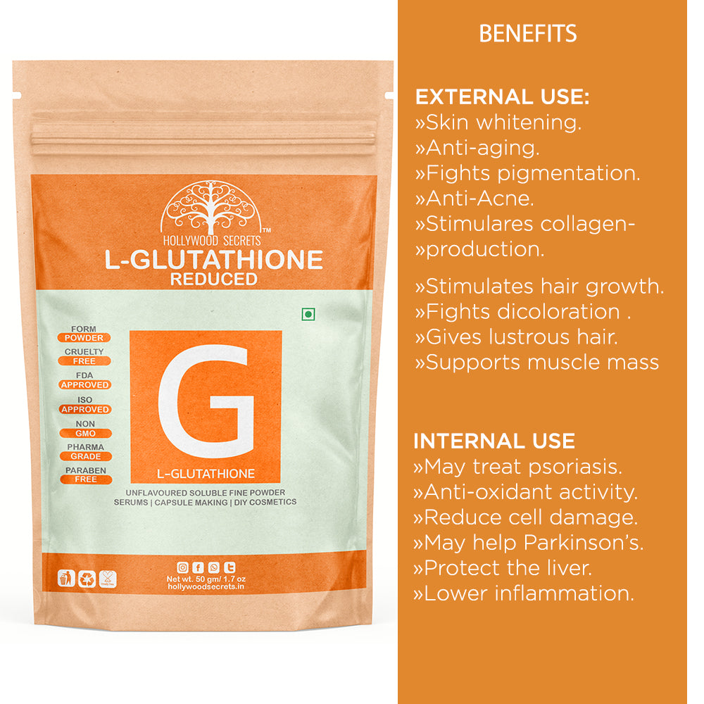 Pure L-Glutathione Powder 50gms Pharma Grade Hollywood Secrets