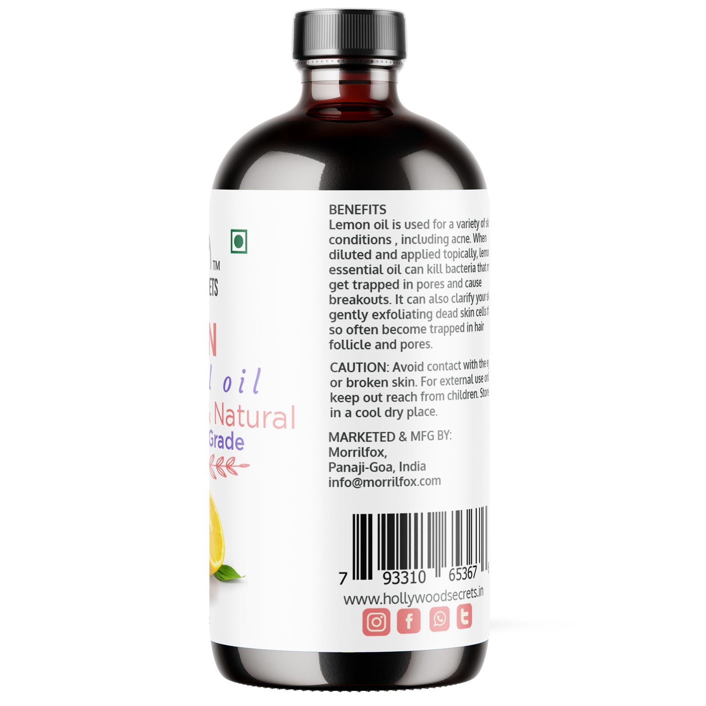 Pure Lemon Essential Oil Therapeutic Grade Hollywood Secrets