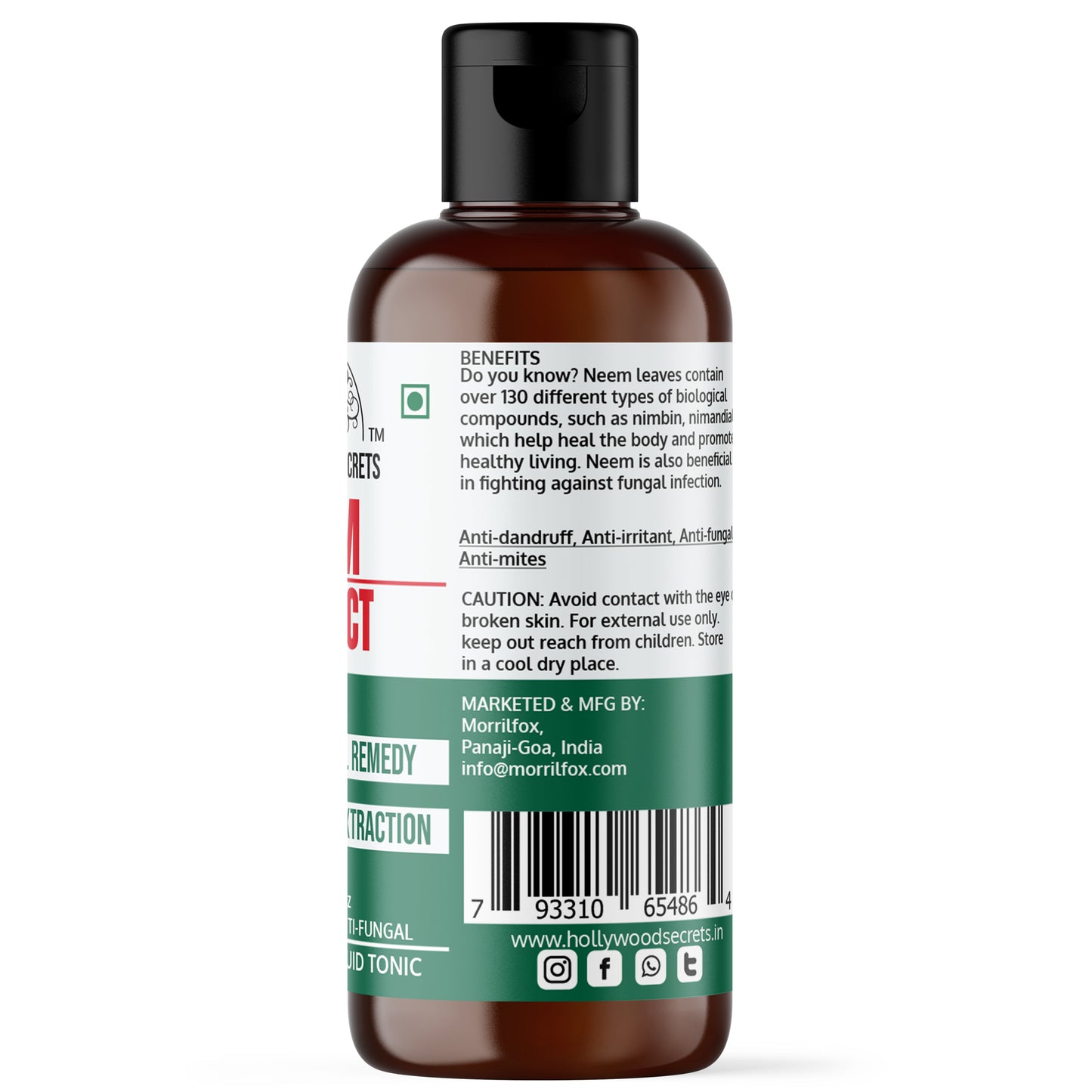 Pure 85% Neem Liquid Extract Hollywood Secrets