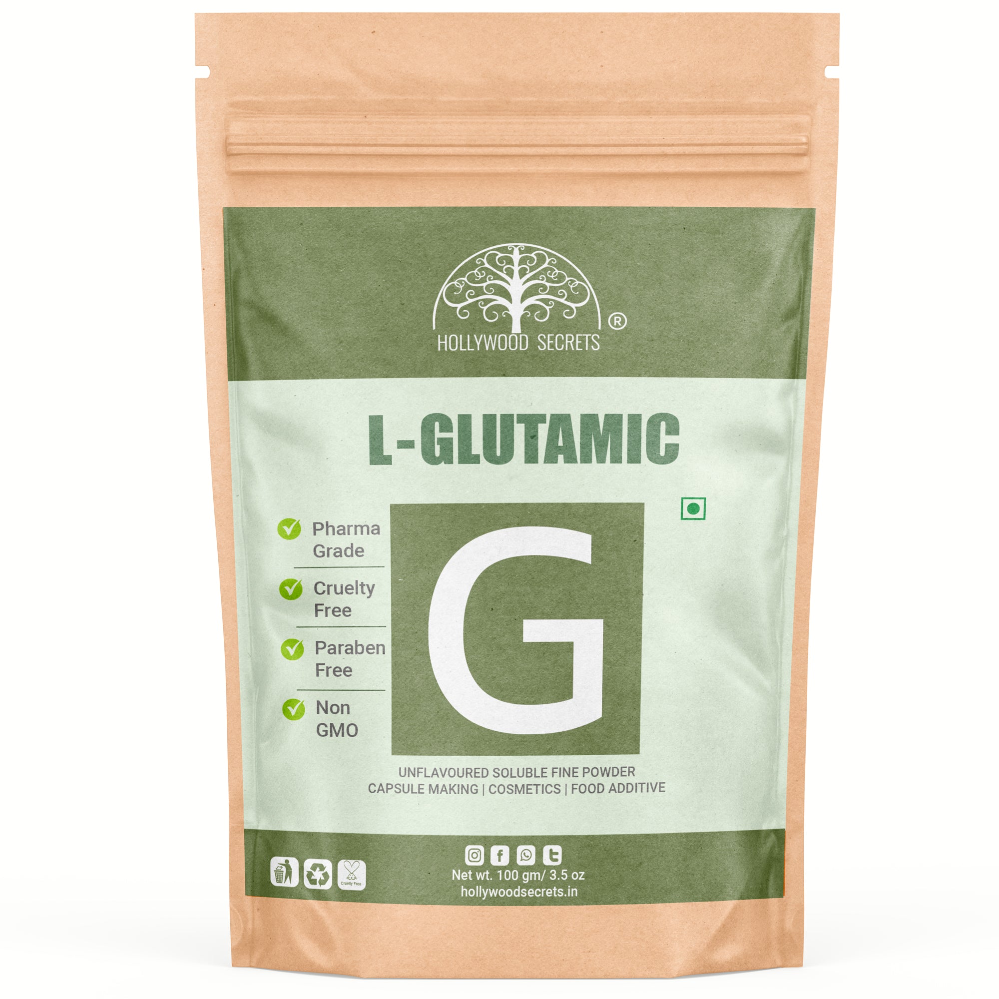 BUY Hollywood Secrets 100% Pure L-Glutamic Powder (100 Gms)
