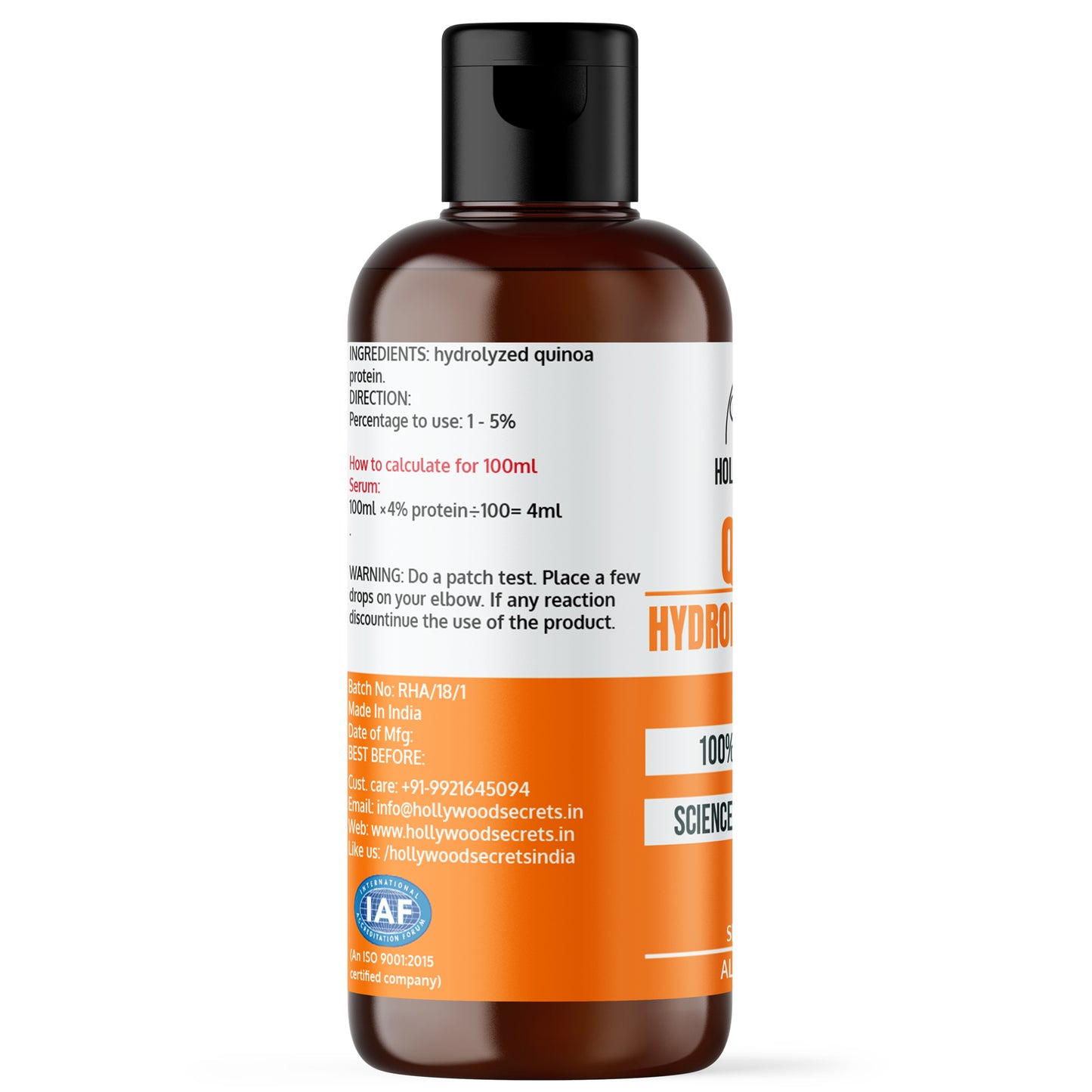 Hydrolyzed Quinoa Protein Liquid 100 ml Hollywood Secrets