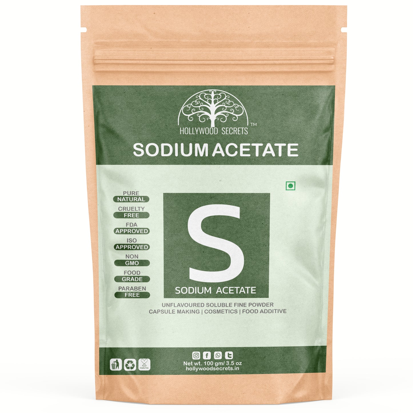 Hollywood Secrets Pure Best Organic Natural Buy now Shop sale Online Price bulk Manufacturer Wholesaler reviews ratings specifications Free Shipping Cash on delivery India supplement Powder Sodium Acetate