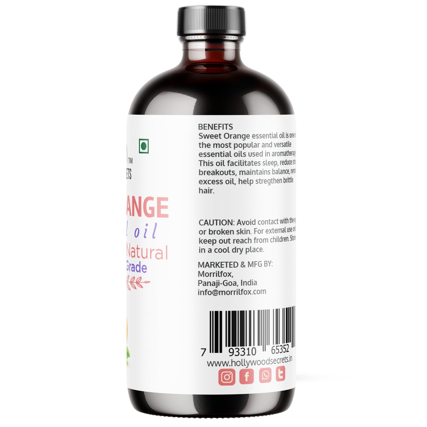 Pure Sweet Orange Essential Oil Therapeutic Grade Hollywood Secrets