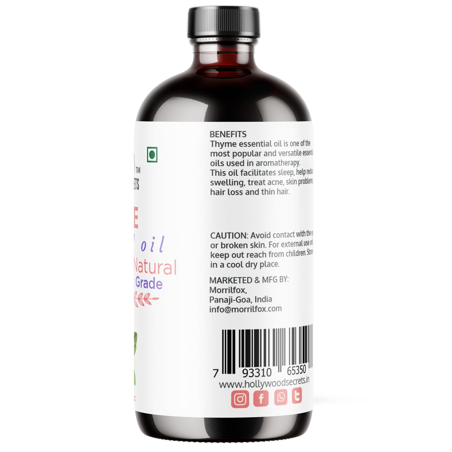 Pure Thyme Essential Oil Therapeutic Grade Hollywood Secrets