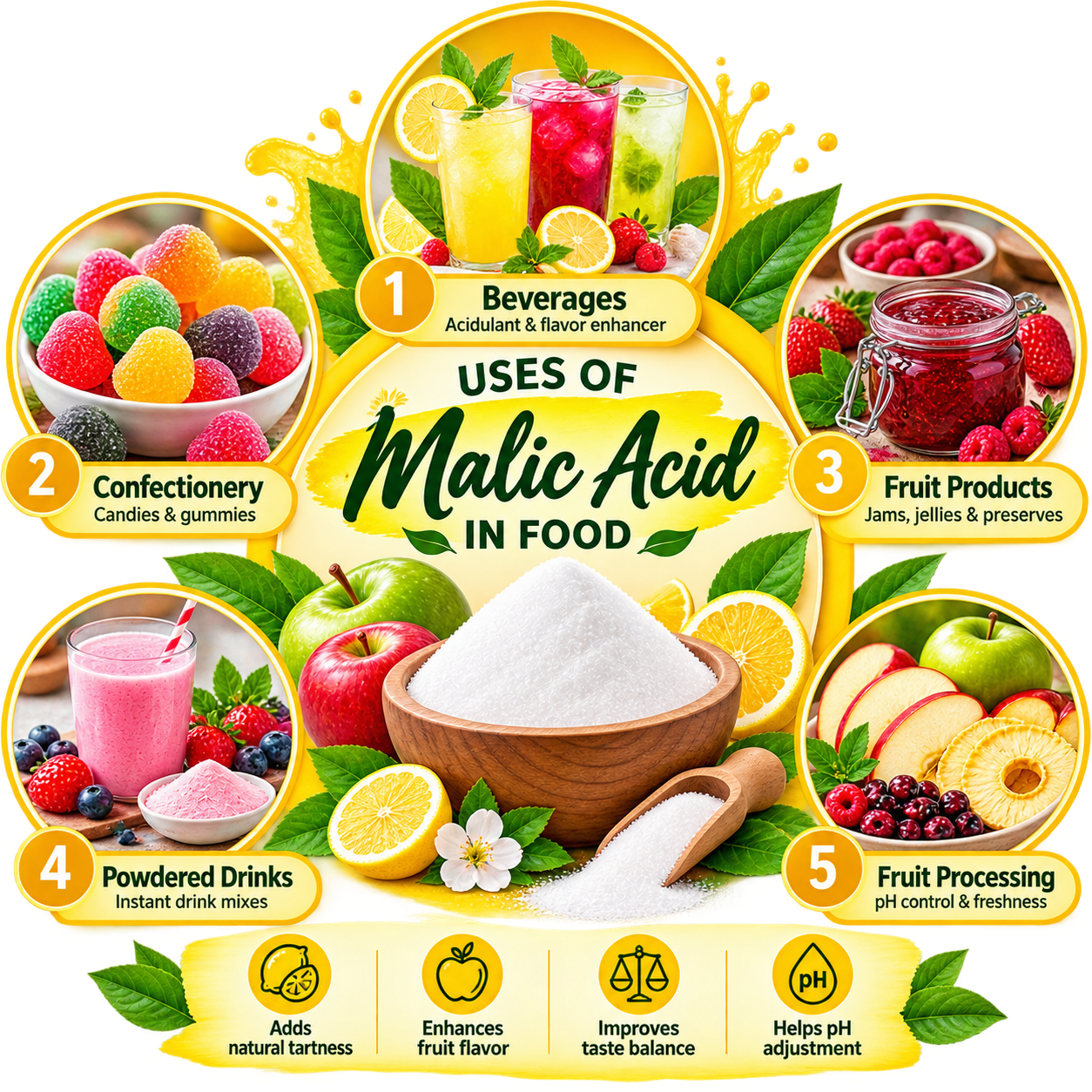 Pure Malic Acid Powder Food Grade 200 gm Hollywood Secrets