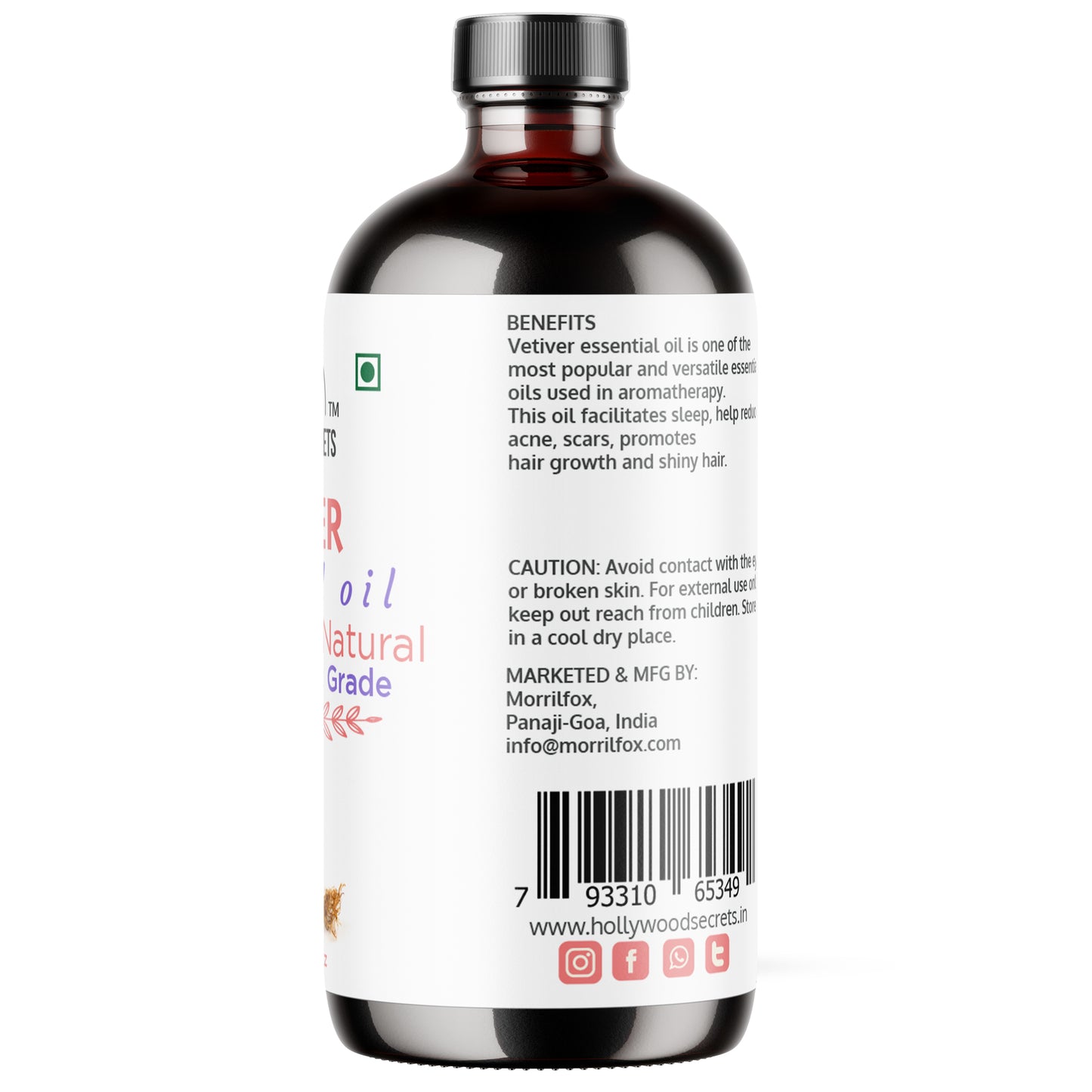 Pure Vetiver Essential Oil Therapeutic Grade Hollywood Secrets