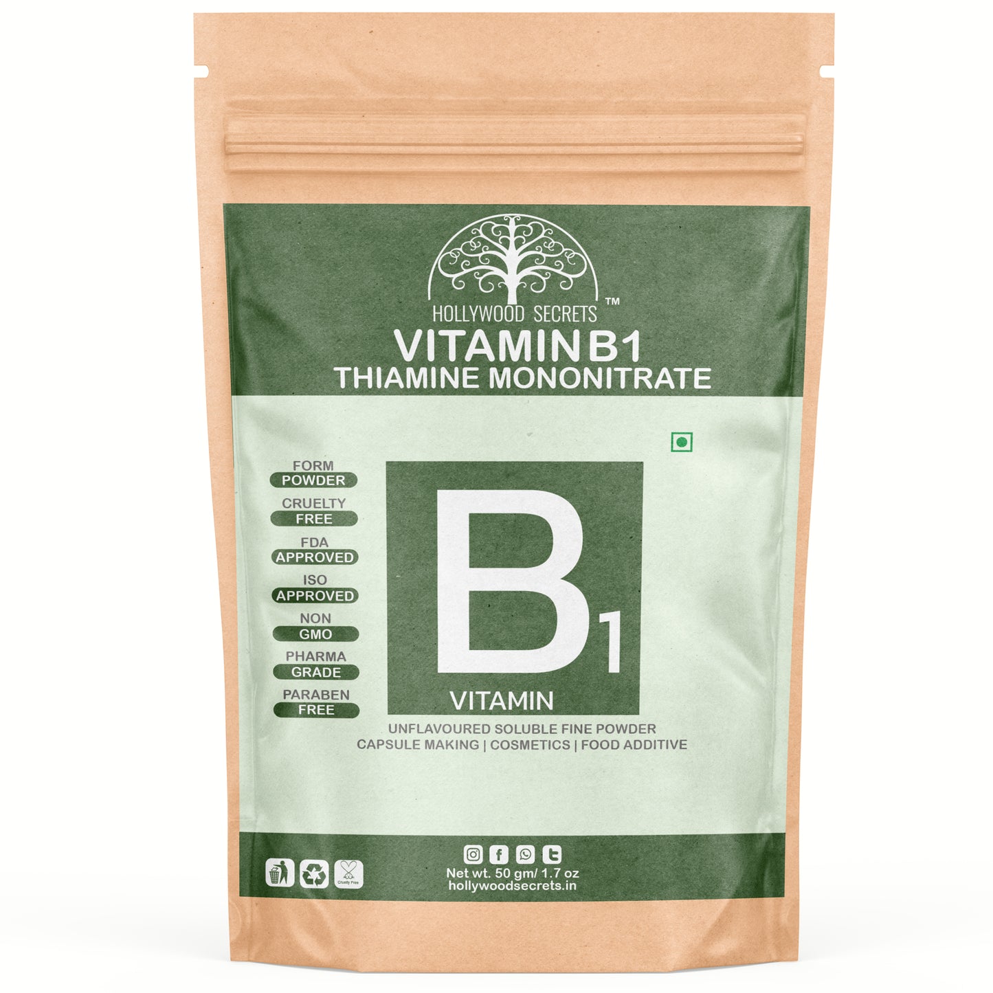 Hollywood Secrets Pure Best Organic Natural Buy now Shop sale Online Price bulk Manufacturer Wholesaler reviews ratings specifications Free Shipping Cash on delivery India supplement Powder Vitamin B1 Thiamine Mononitrate
