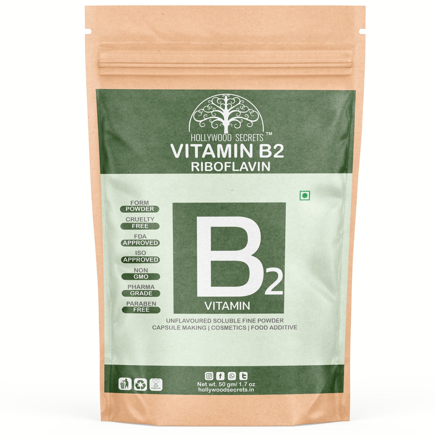 Hollywood Secrets Pure Best Organic Natural Buy now Shop sale Online Price bulk Manufacturer Wholesaler reviews ratings specifications Free Shipping Cash on delivery India supplement Powder Vitamin B2 Riboflavin