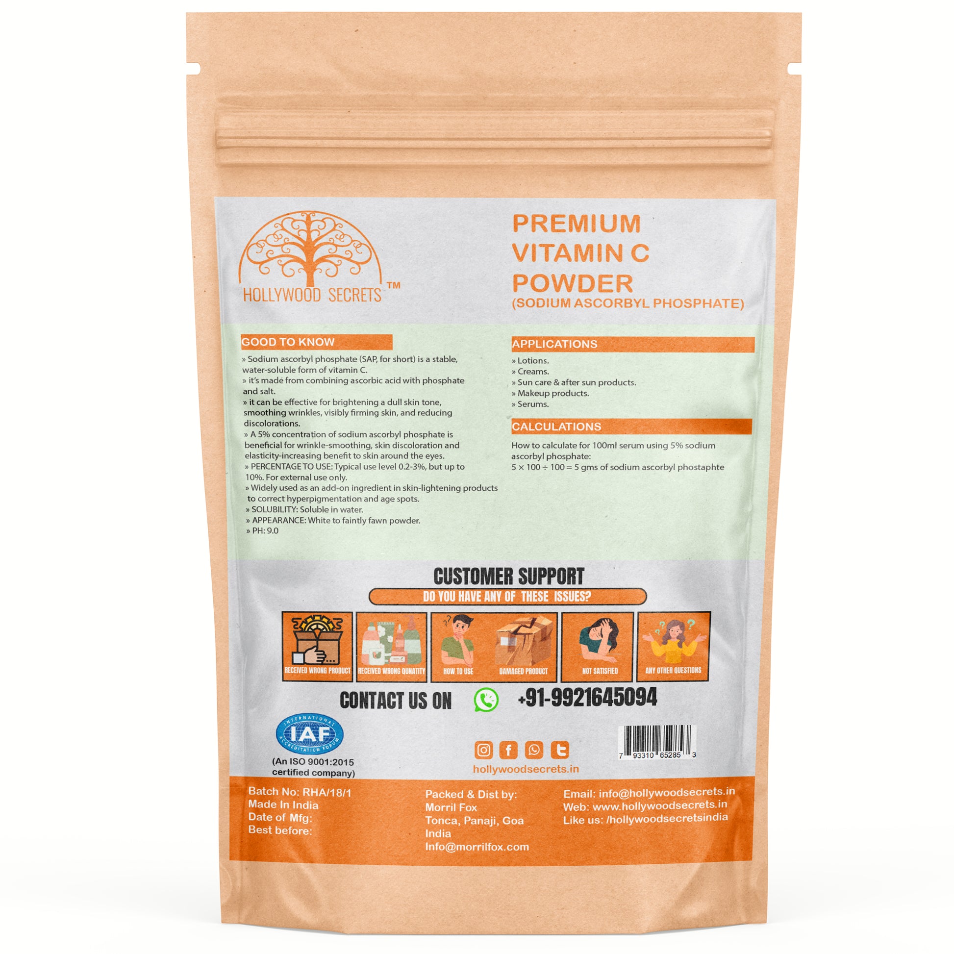 Sodium Ascorbyl Phosphate Vitamin C Powder 50gm Hollywood Secrets