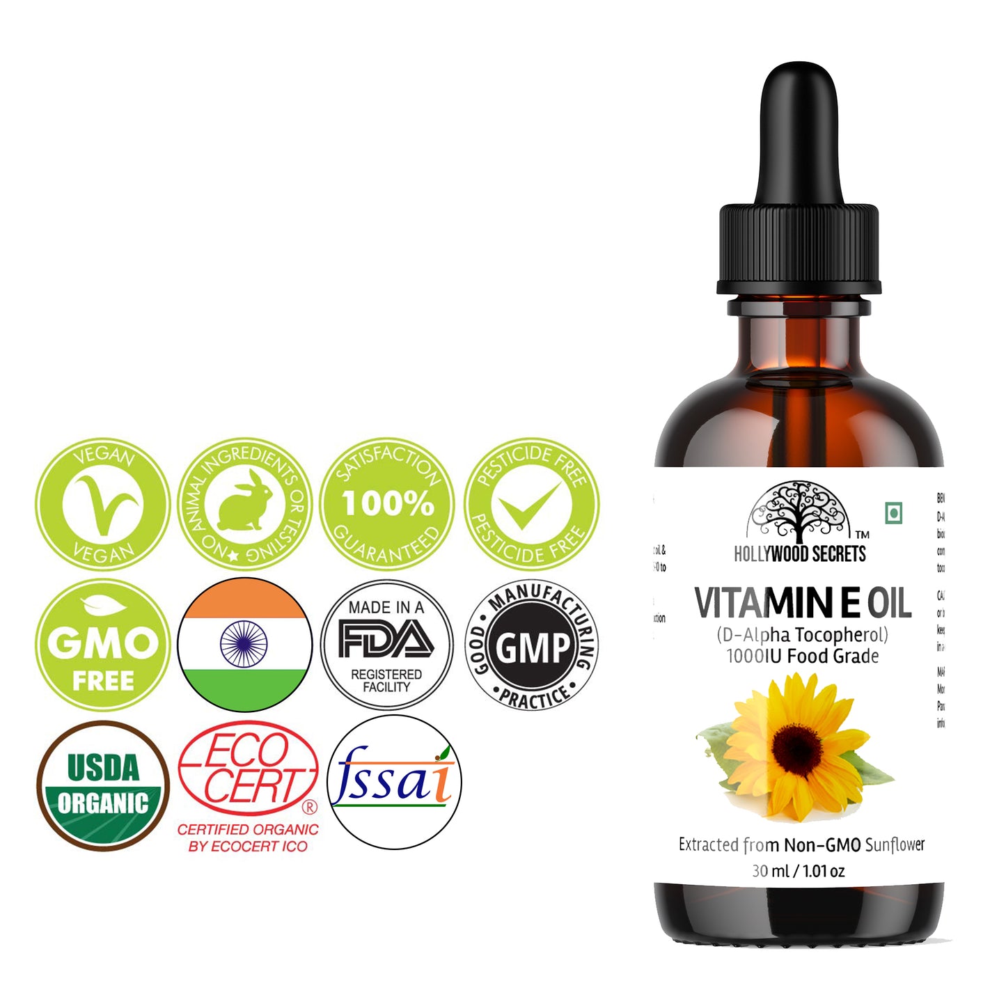 Vitamin E Oil D-Alpha Tocopherol 1000 IU 30ml