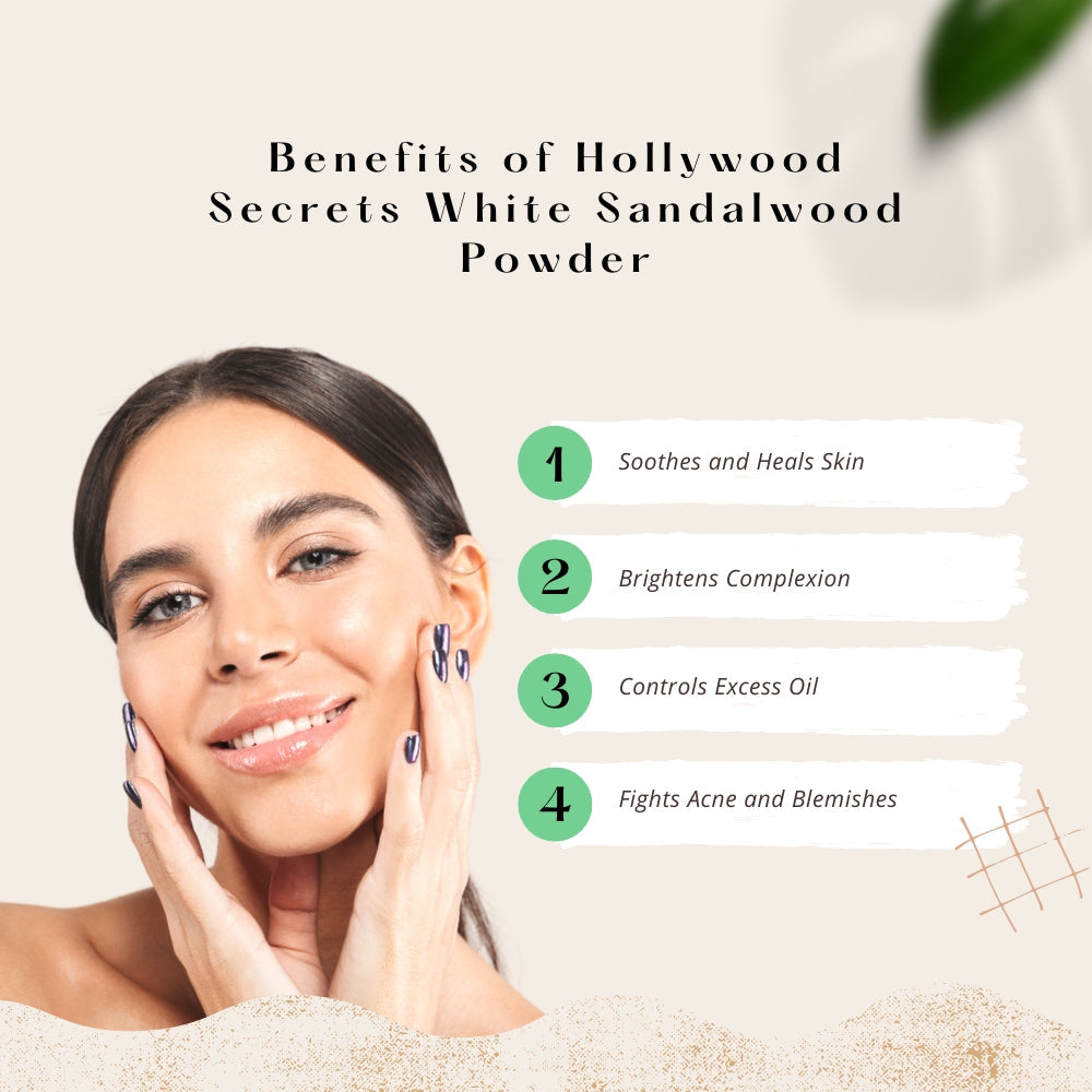 Organic White Sandalwood Root Powder With 100% Sandalwood Oil 50gm hollywoodsecrets
