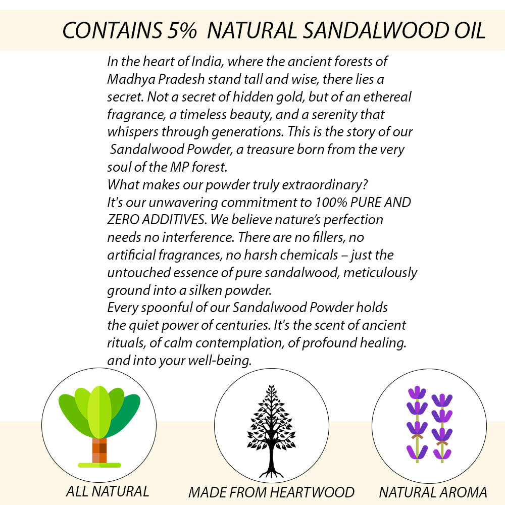 Organic White Sandalwood Root Powder With 100% Sandalwood Oil 50gm hollywoodsecrets