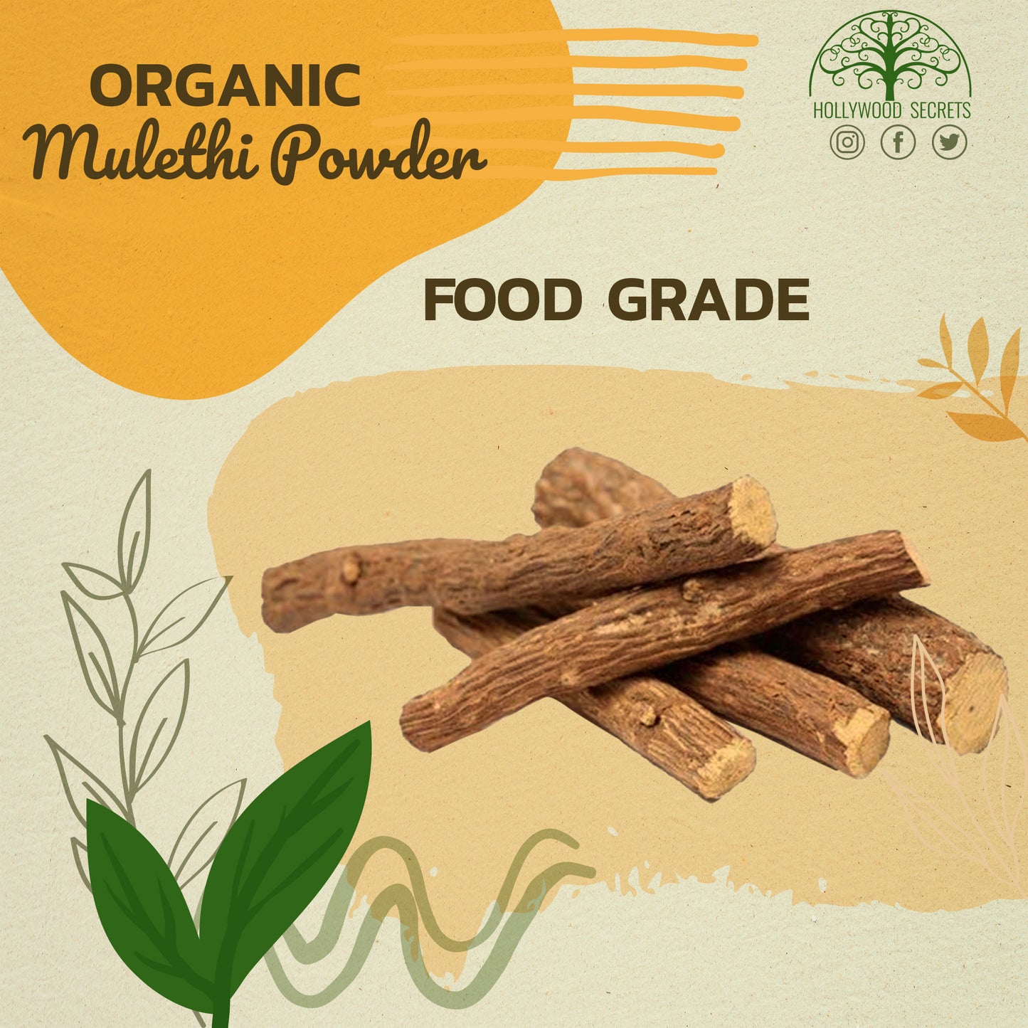 Pure Mulethi Licorice Powder (100 g) Hollywood Secrets
