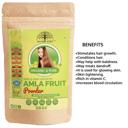 Organic Amla Powder India Gooseberry (100 Gms) Hollywood Secrets