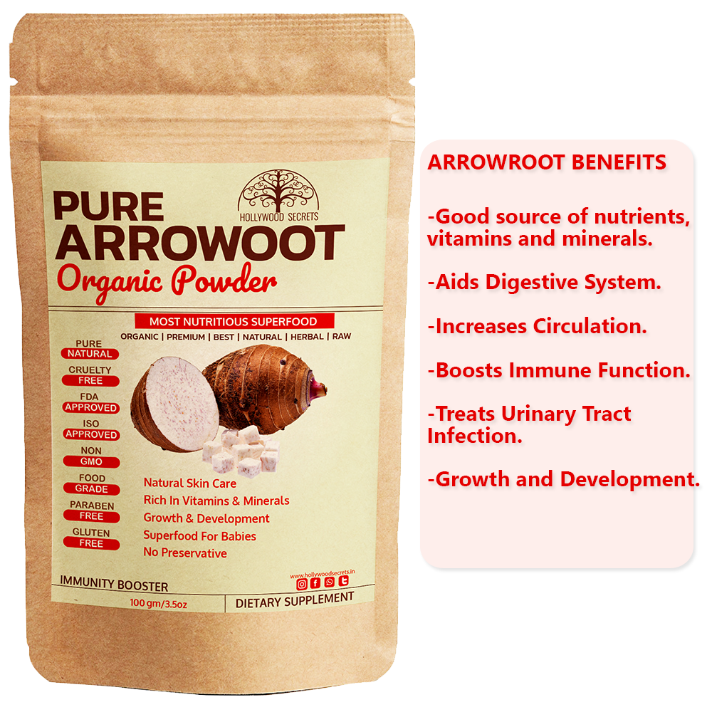 Natural Raw Arrowroot Powder 100Gms Hollywood Secrets