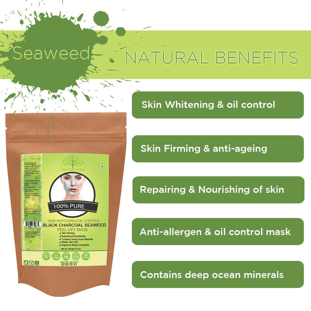 Organic Charcoal Seaweed Powder Peel Off Mask For Skin (100 Gms)