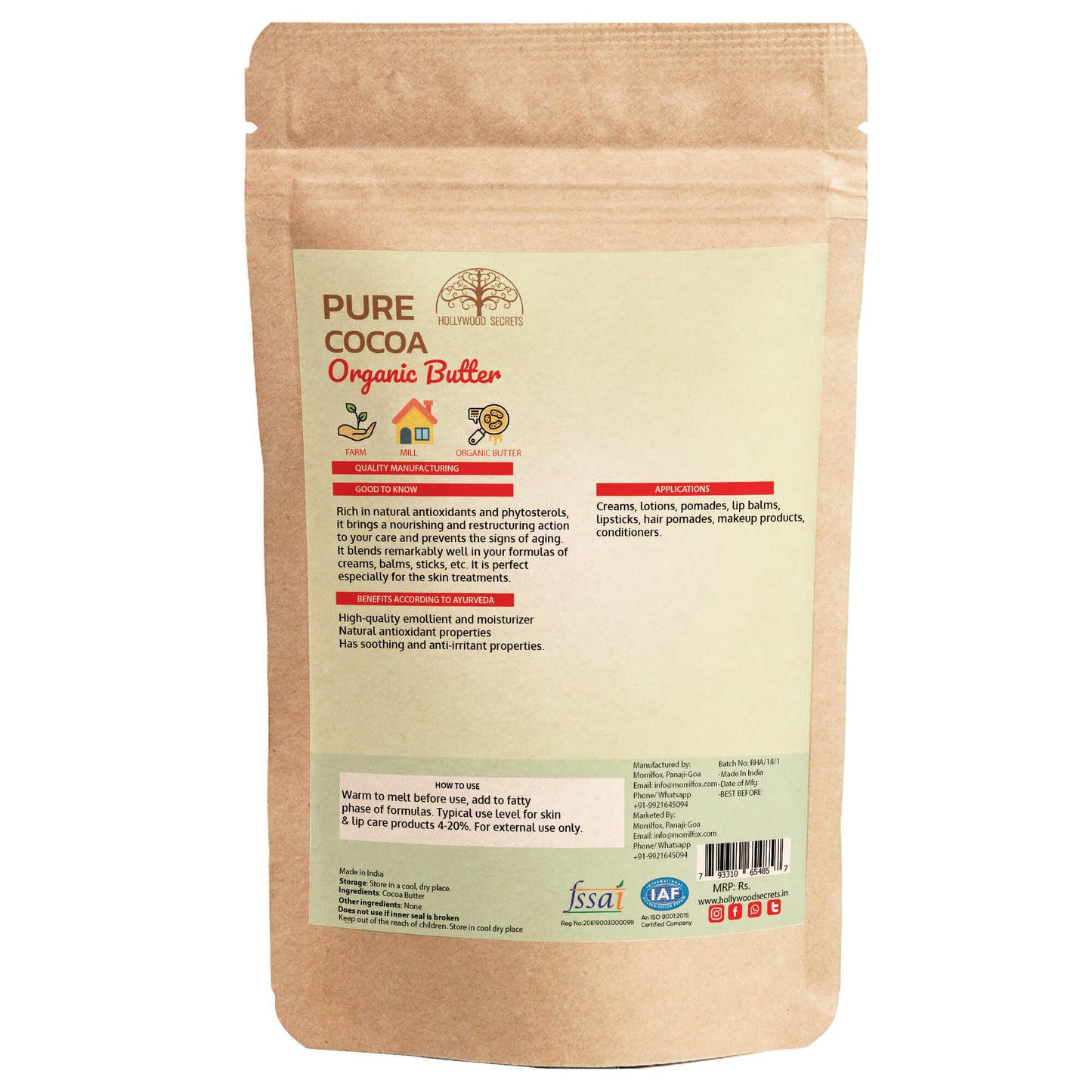 Raw Cocoa Body Skin Butter 200gm Hollywood Secrets