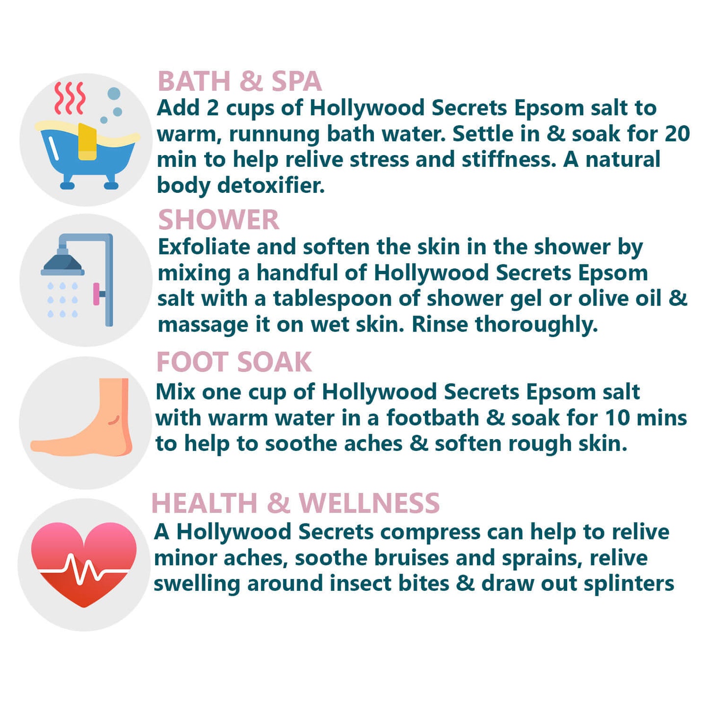 Pure Epsom Lavender Salt Bath (500Gms) Hollywood Secrets