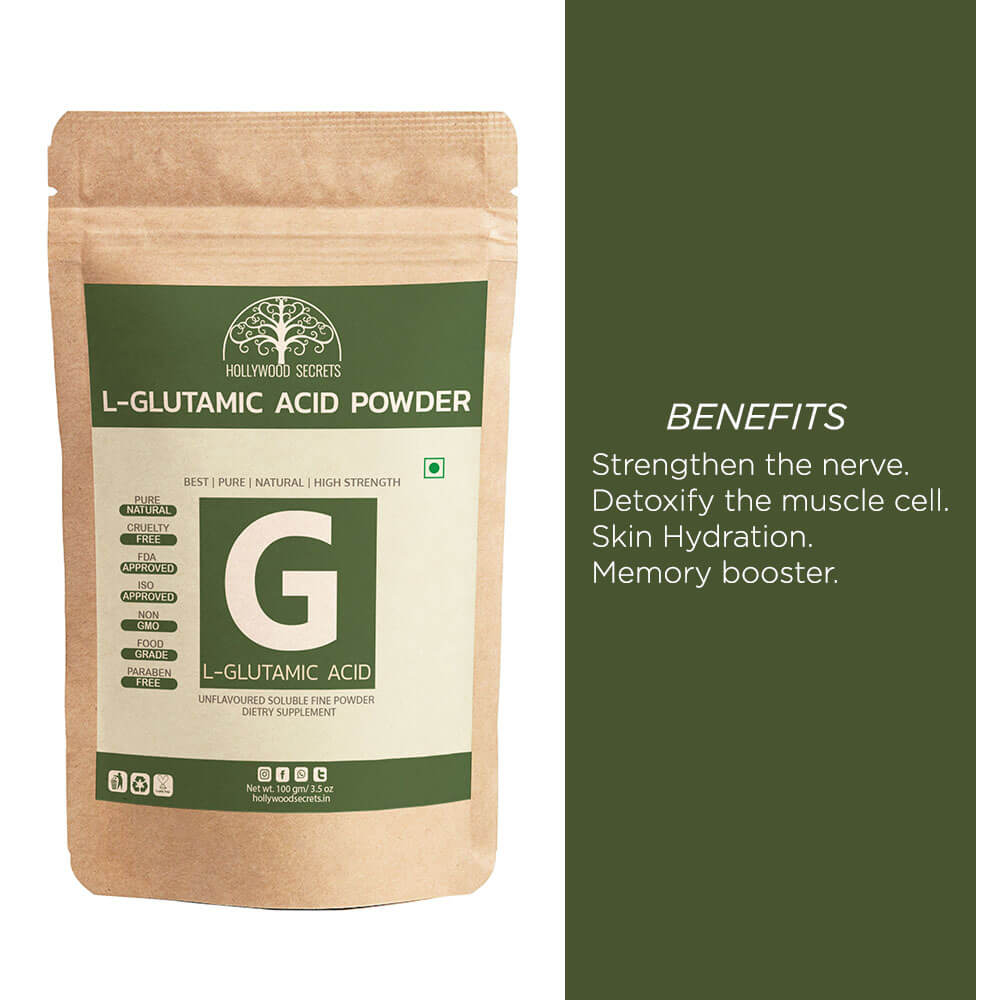 Pure L-Glutamic Amino Acid Powder 100Gms Hollywood Secrets