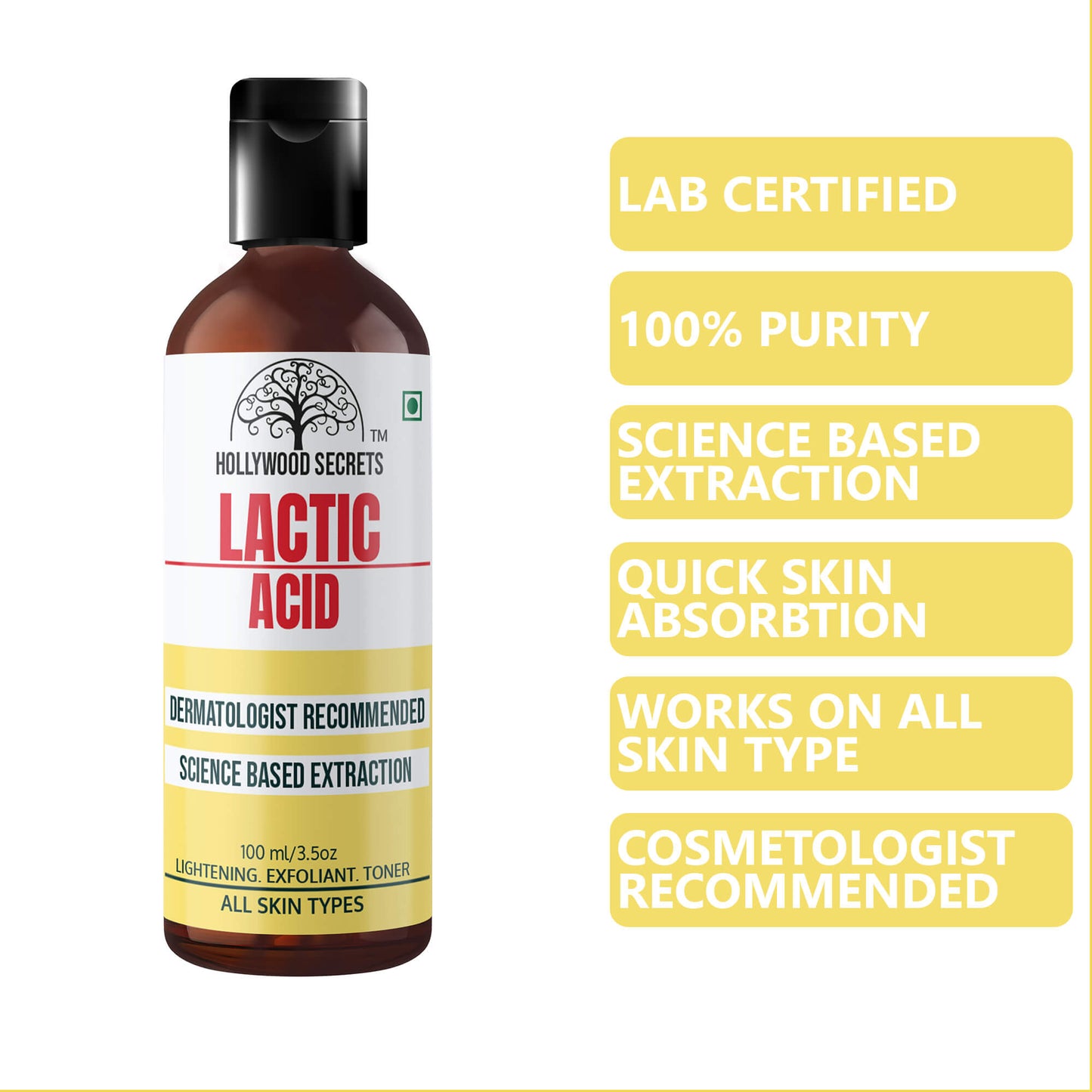 Pure 95% Lactic Acid Liquid 100 ml Hollywood Secrets