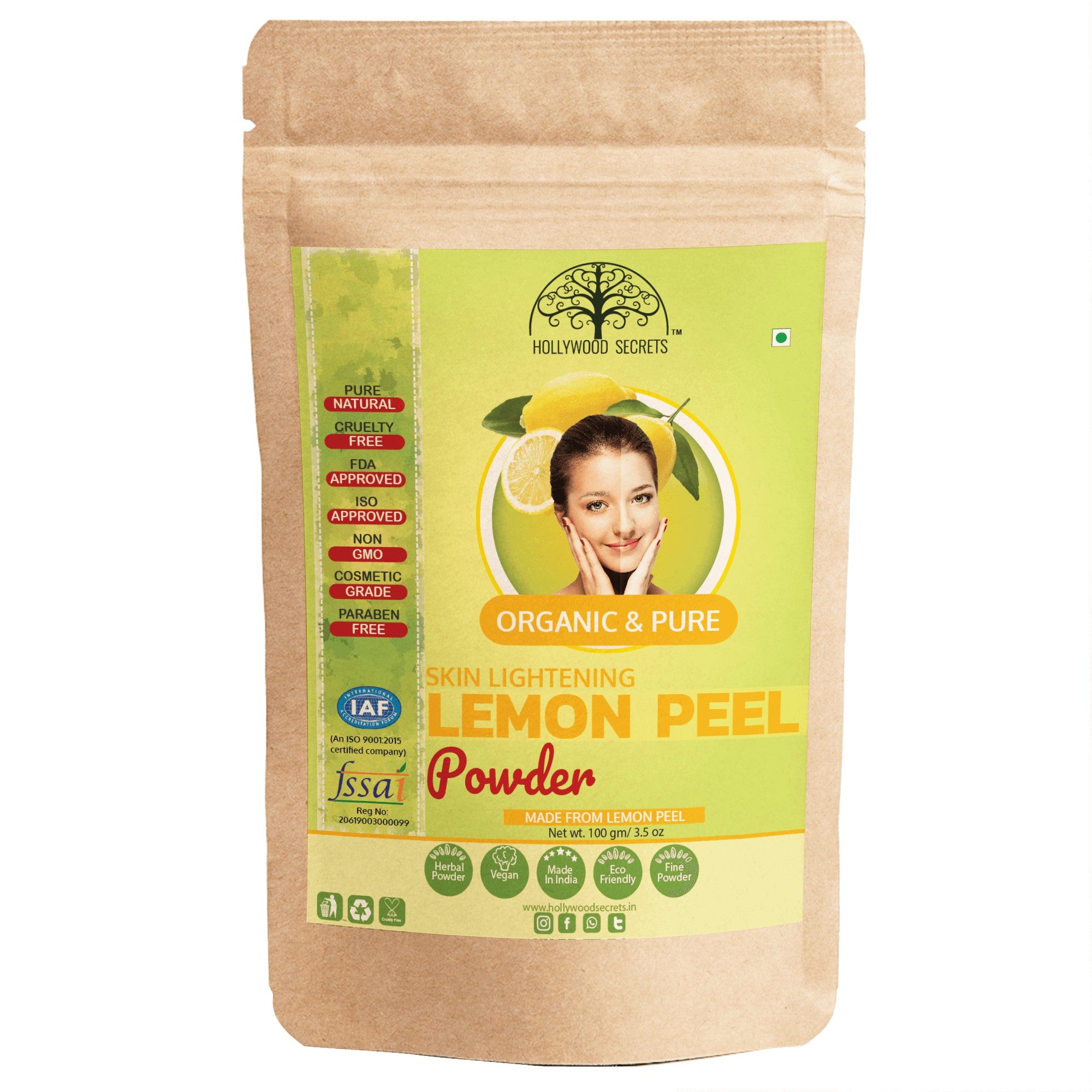 BUY Hollywood Secrets 100 Pure Lemon Peel Powder 100gm