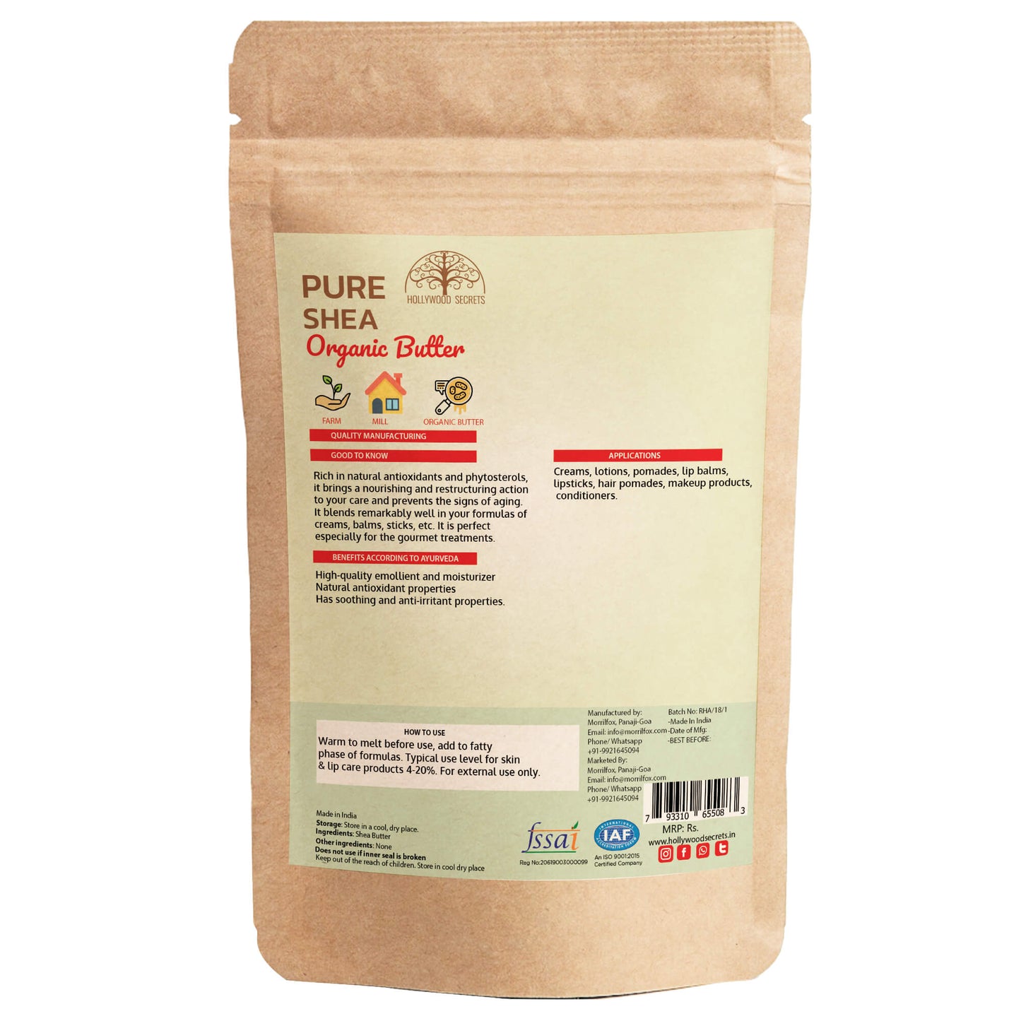Raw Shea Body Skin Butter 200gm Hollywood Secrets