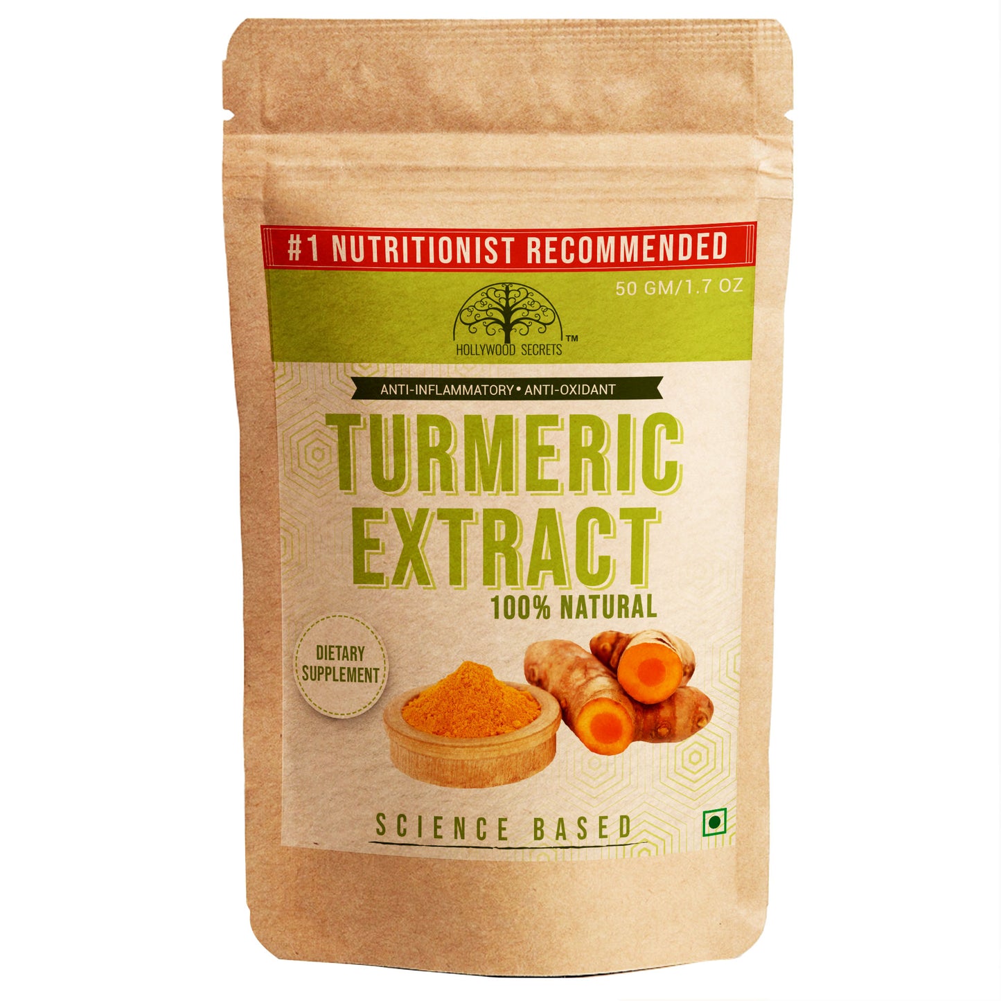 Pure Turmeric Extract Powder Supplements 20% Curcumin 50 gm Hollywood Secrets