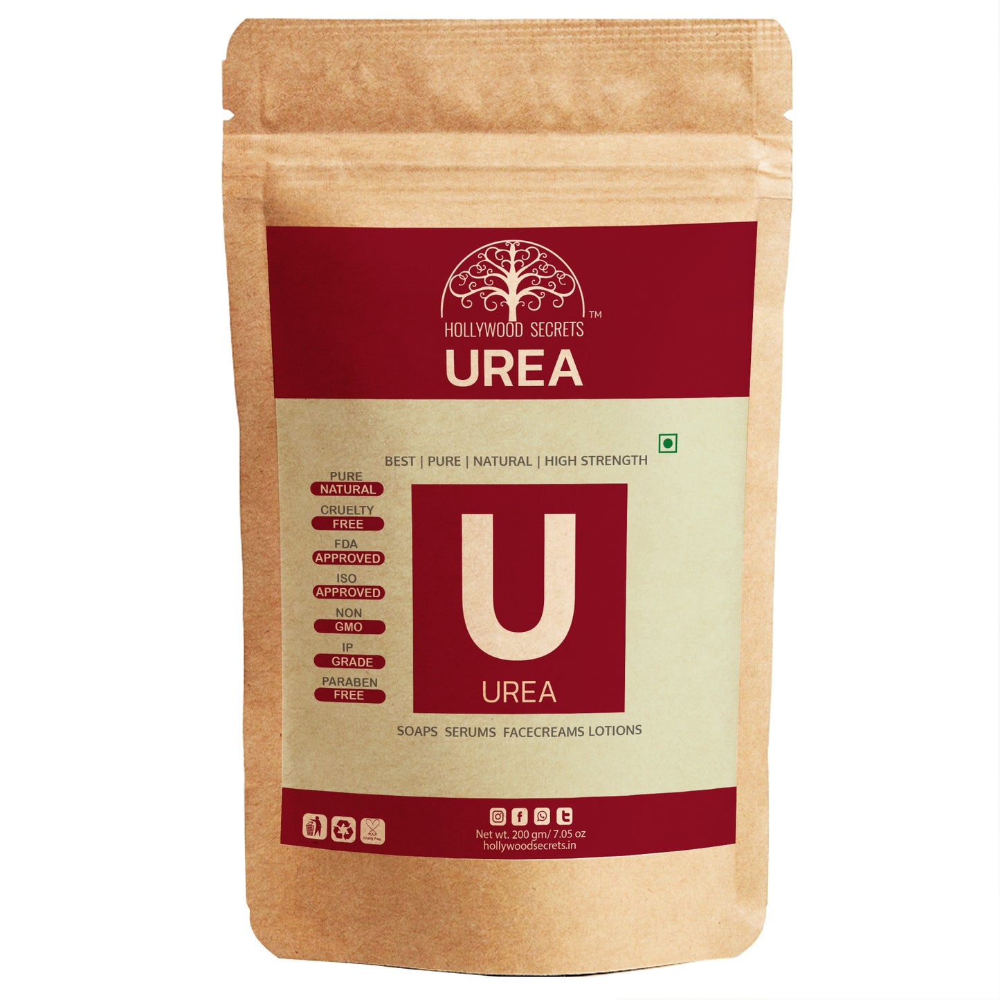 Urea Powder DIY Cosmetics 200 gm Hollywood Secrets