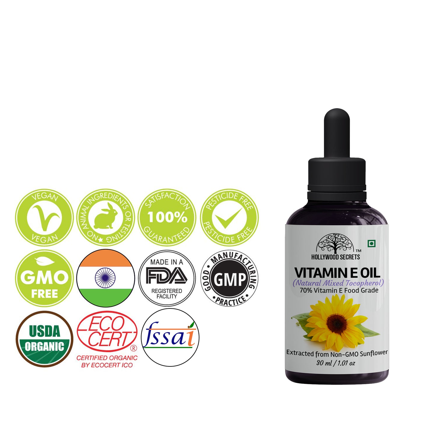 Vitamin E Oil Mixed Tocopherol 30ml Hollywood Secrets
