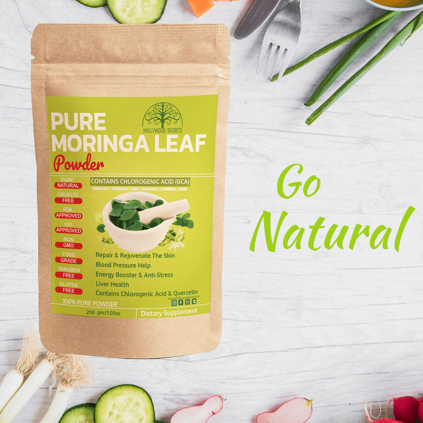 Pure Moringa Leaf Powder (200 Gms) Hollywood Secrets