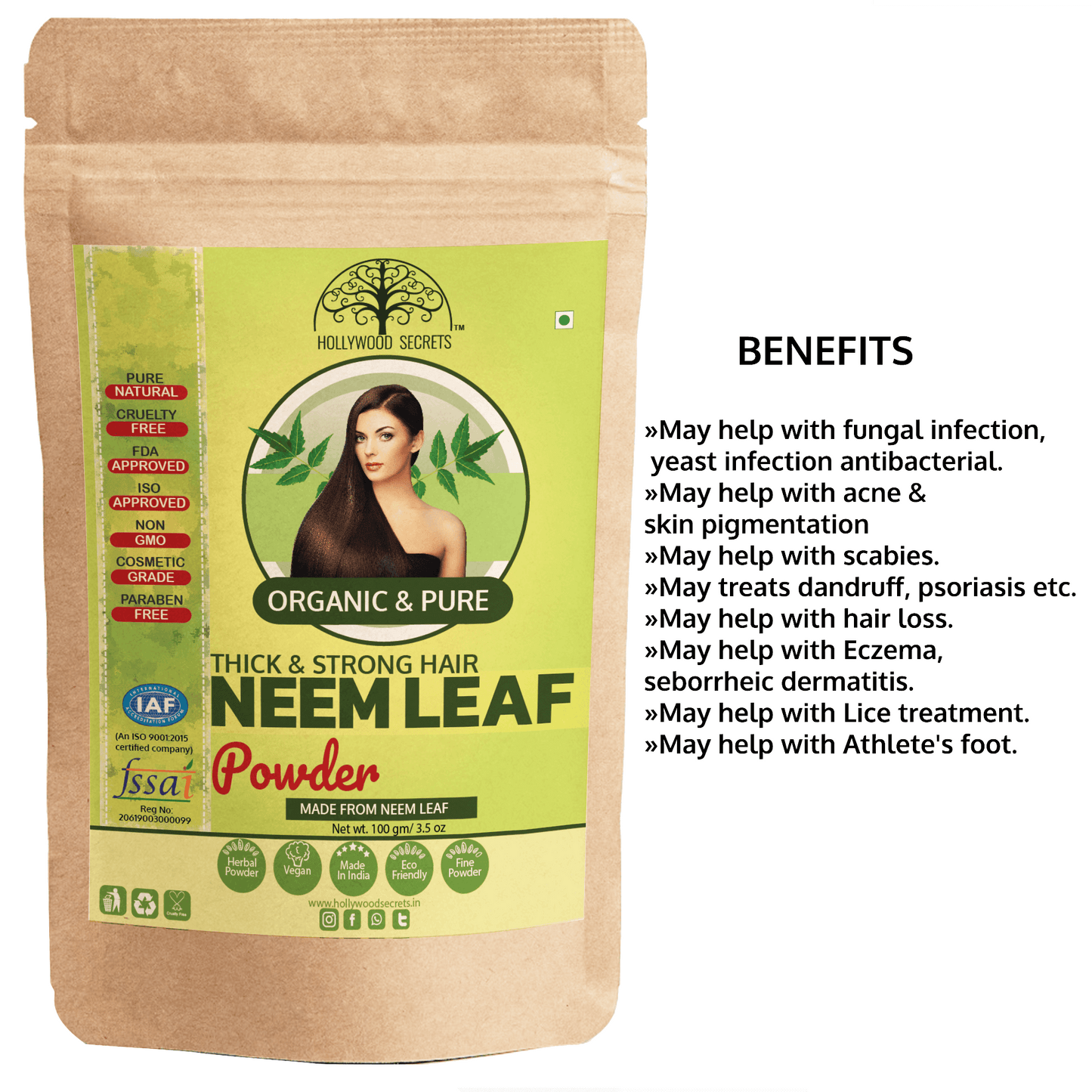 Organic Neem Leaf Powder (100 Gms) hollywoodsecrets