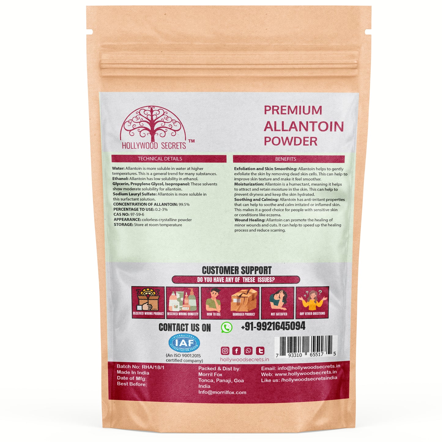 Pure Allantoin Powder 100gm Hollywood Secrets