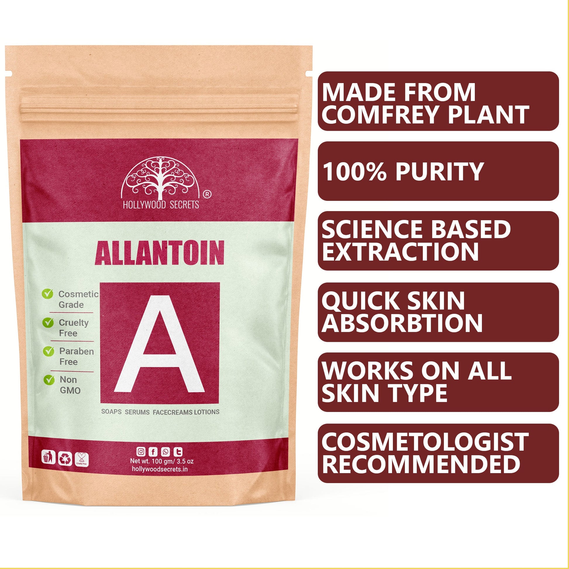 Pure Allantoin Powder 100gm Hollywood Secrets