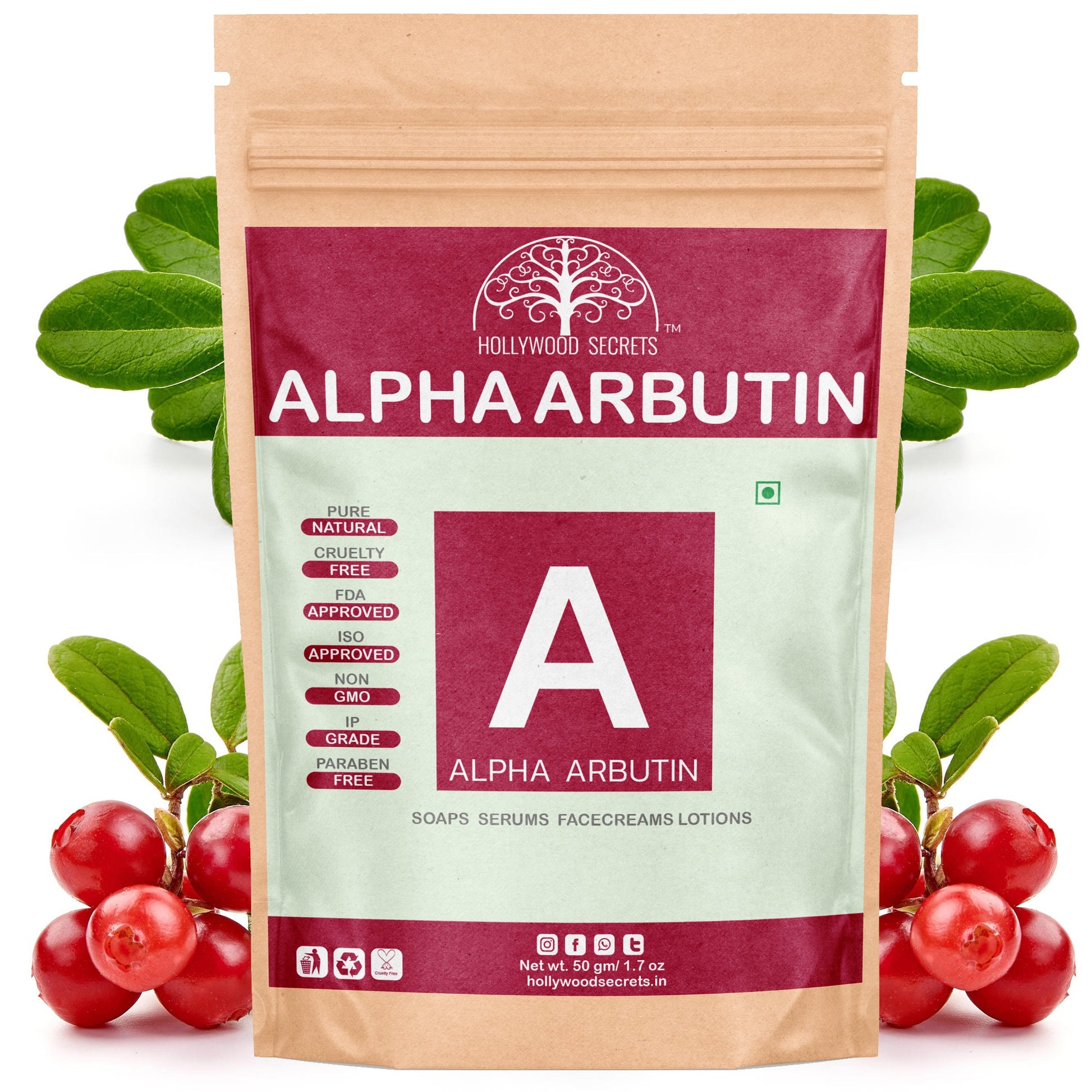 Pure Alpha Arbutin Powder 50gm Hollywood Secrets
