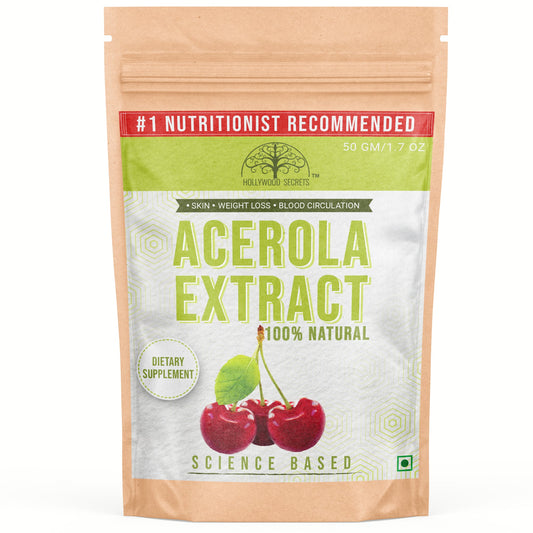 Pure Acerola Extract Powder Supplements 25% Vitamin C 50gm Hollywood Secrets