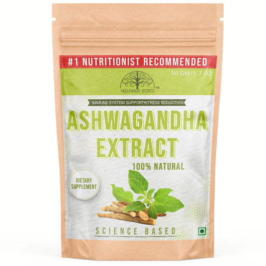 Pure Ashwagandha Extract Powder 50gm Withanolides 5% Hollywood Secrets
