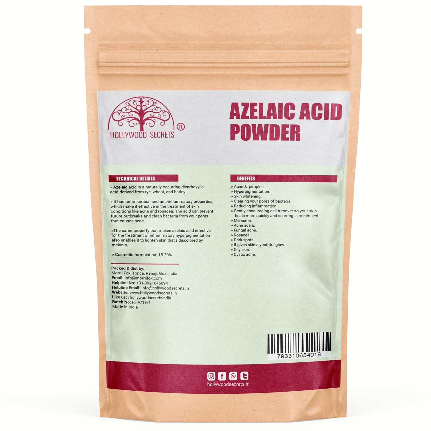Pure Azelaic Acid 50gm Hollywood Secrets
