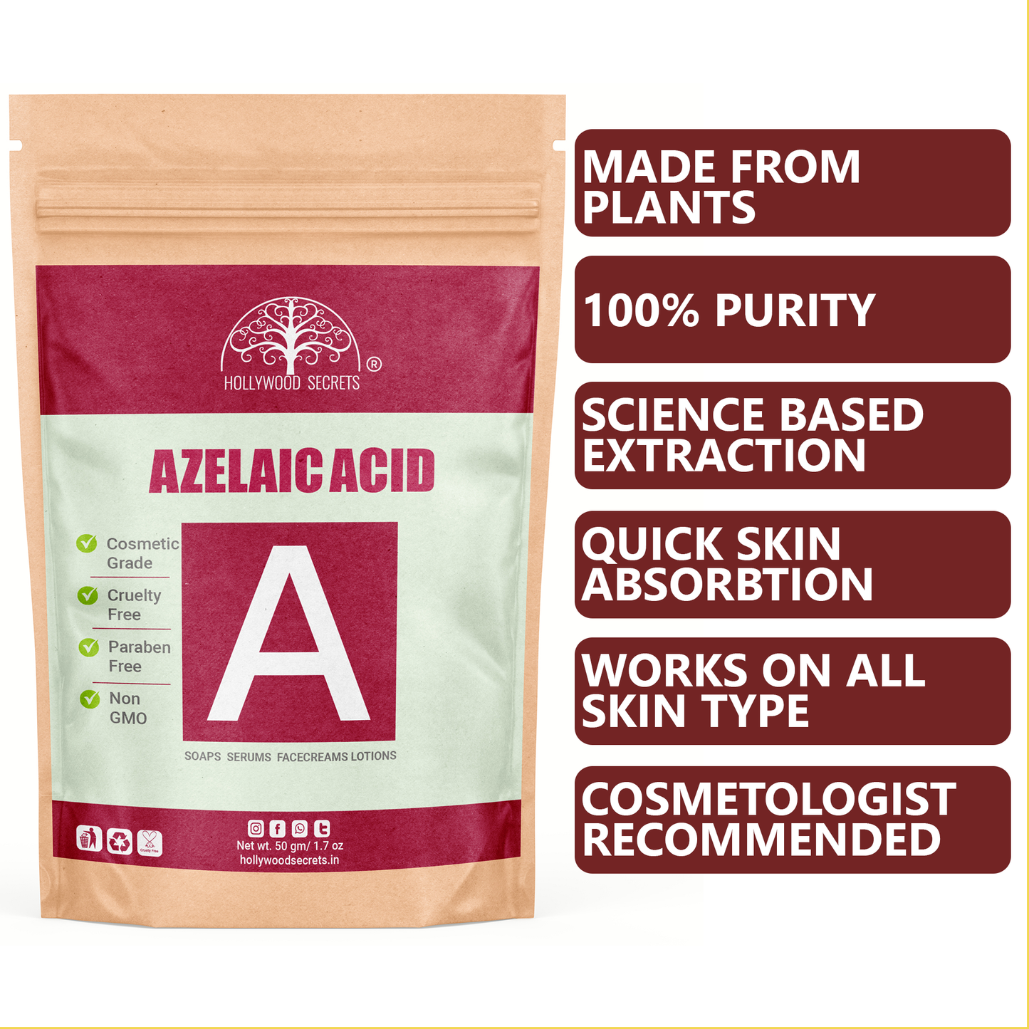 Pure Azelaic Acid 50gm Hollywood Secrets