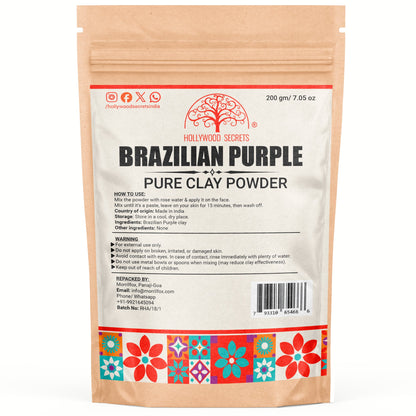 Pure Brazilian Purple Clay 200 Gms Hollywood Secrets