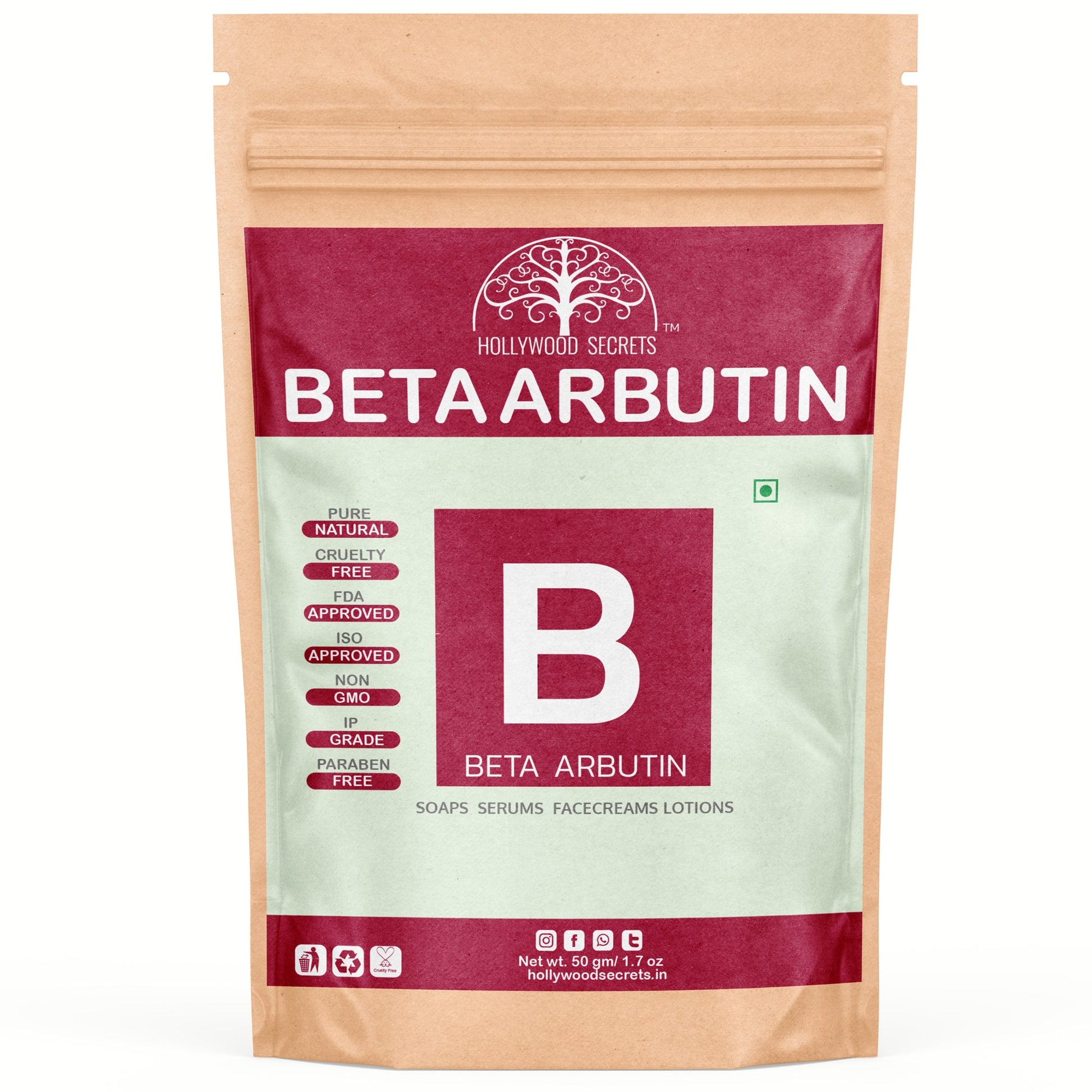 Pure Beta Arbutin Powder 50gm Hollywood Secrets