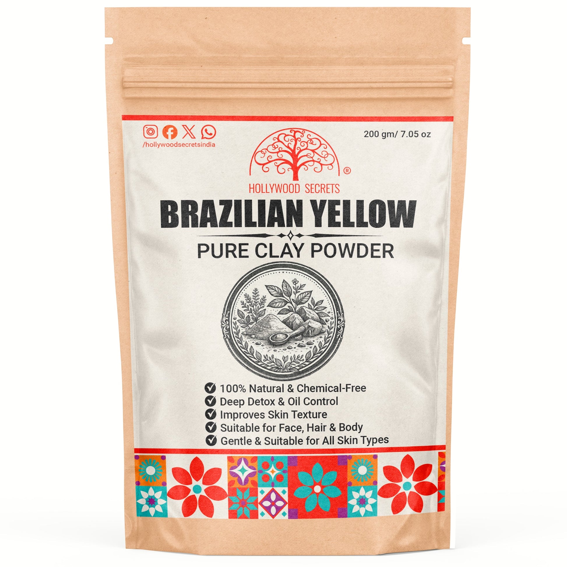 Pure Brazilian Yellow Clay 200Gms Hollywood Secrets